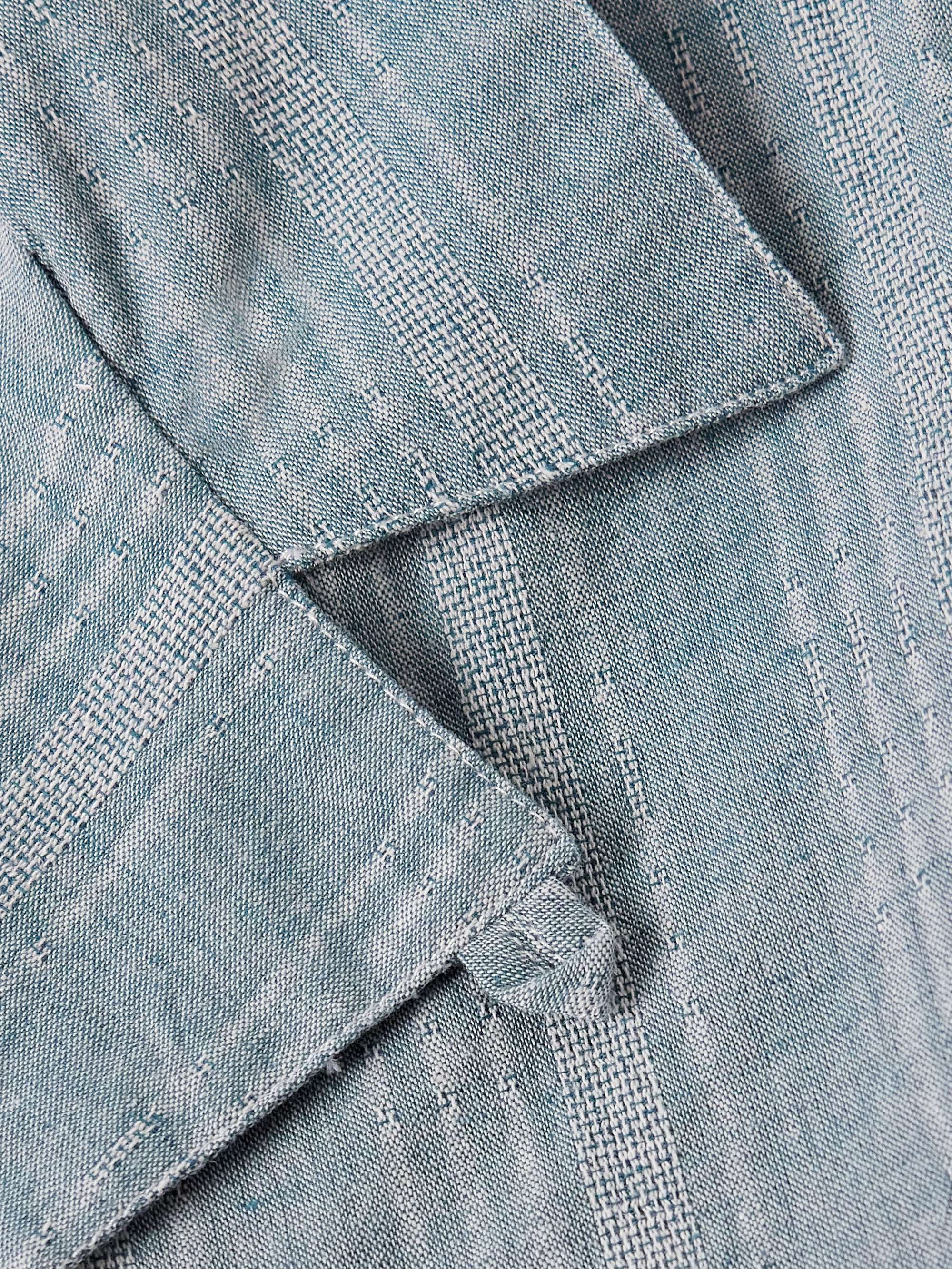 Luis Convertible-Collar Striped Cotton and Linen-Blend Shirt view