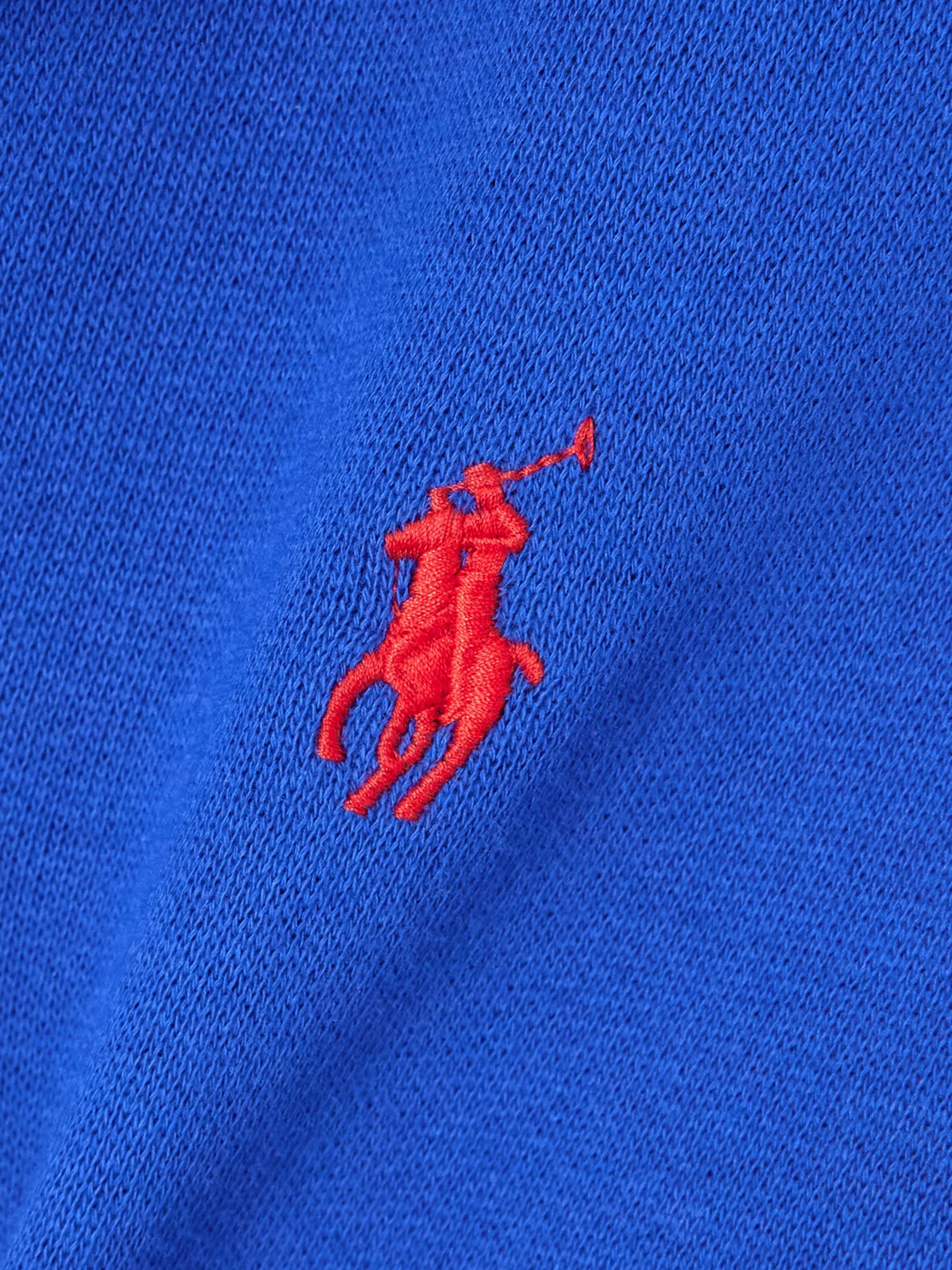 Embroidered cotton-blend jersey polo sweatshirt view