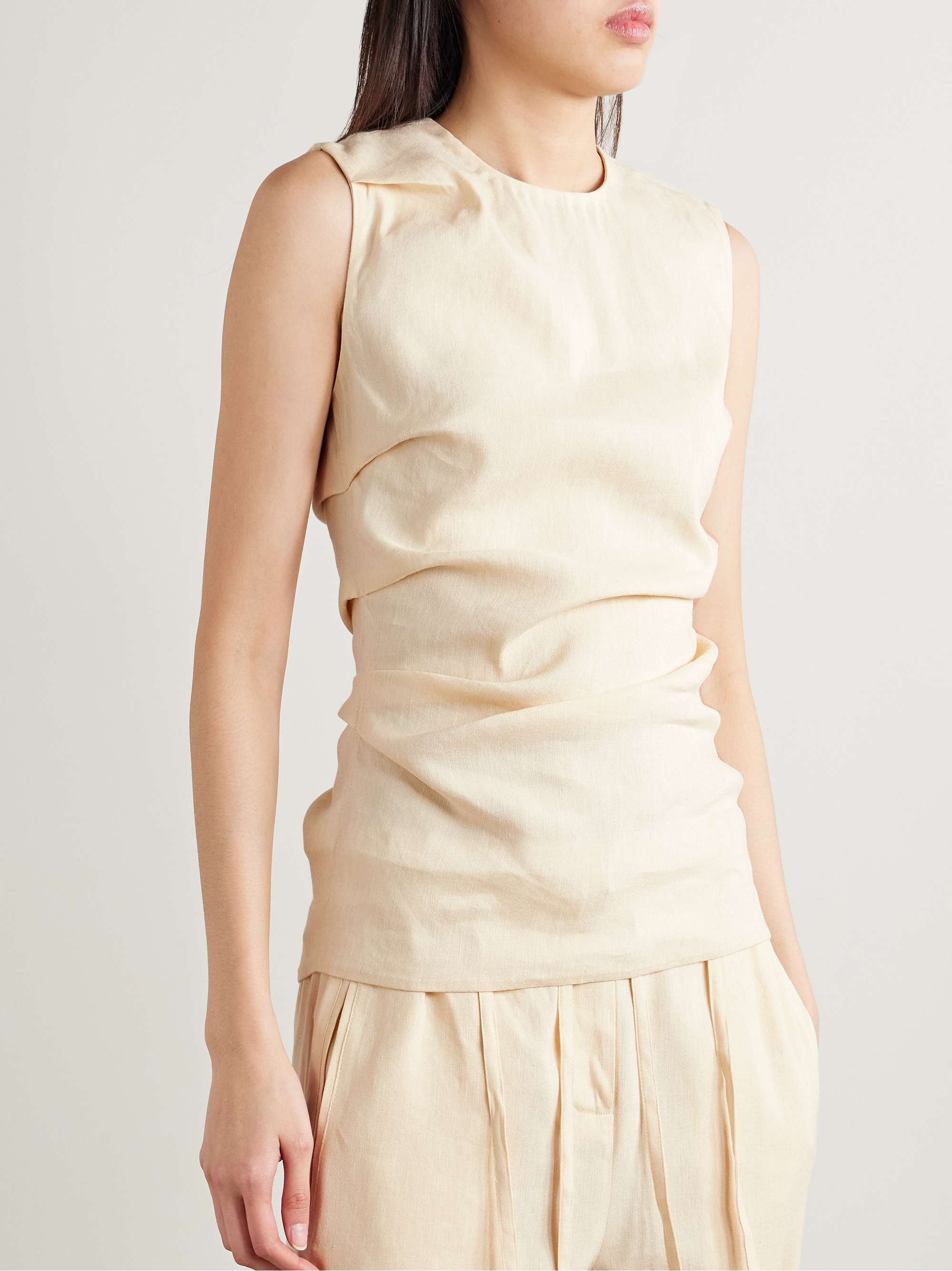 Anoushka ruched linen-blend tank view