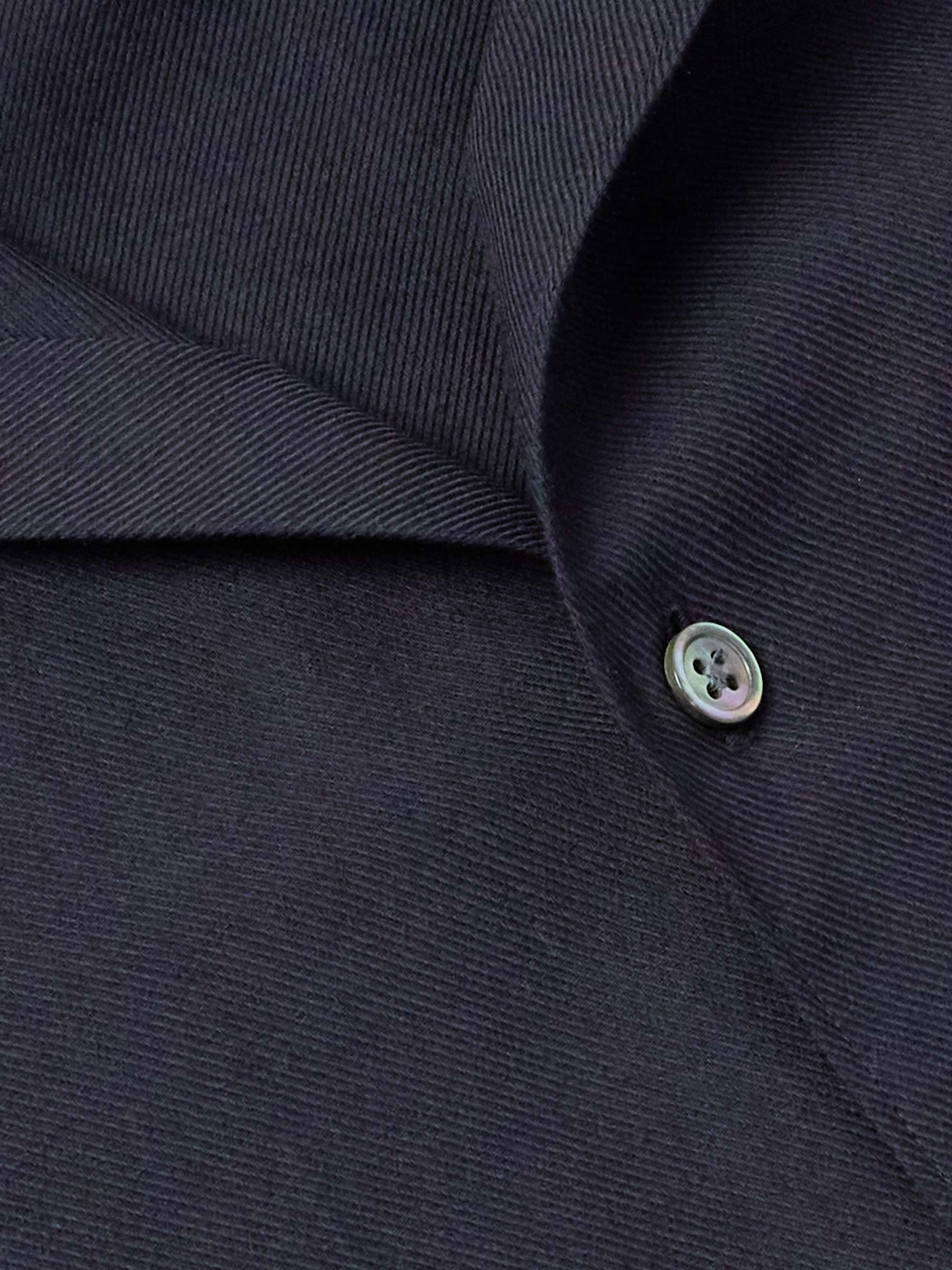 Cutaway-Collar Cotton and Cashmere-Blend Twill Shirt view