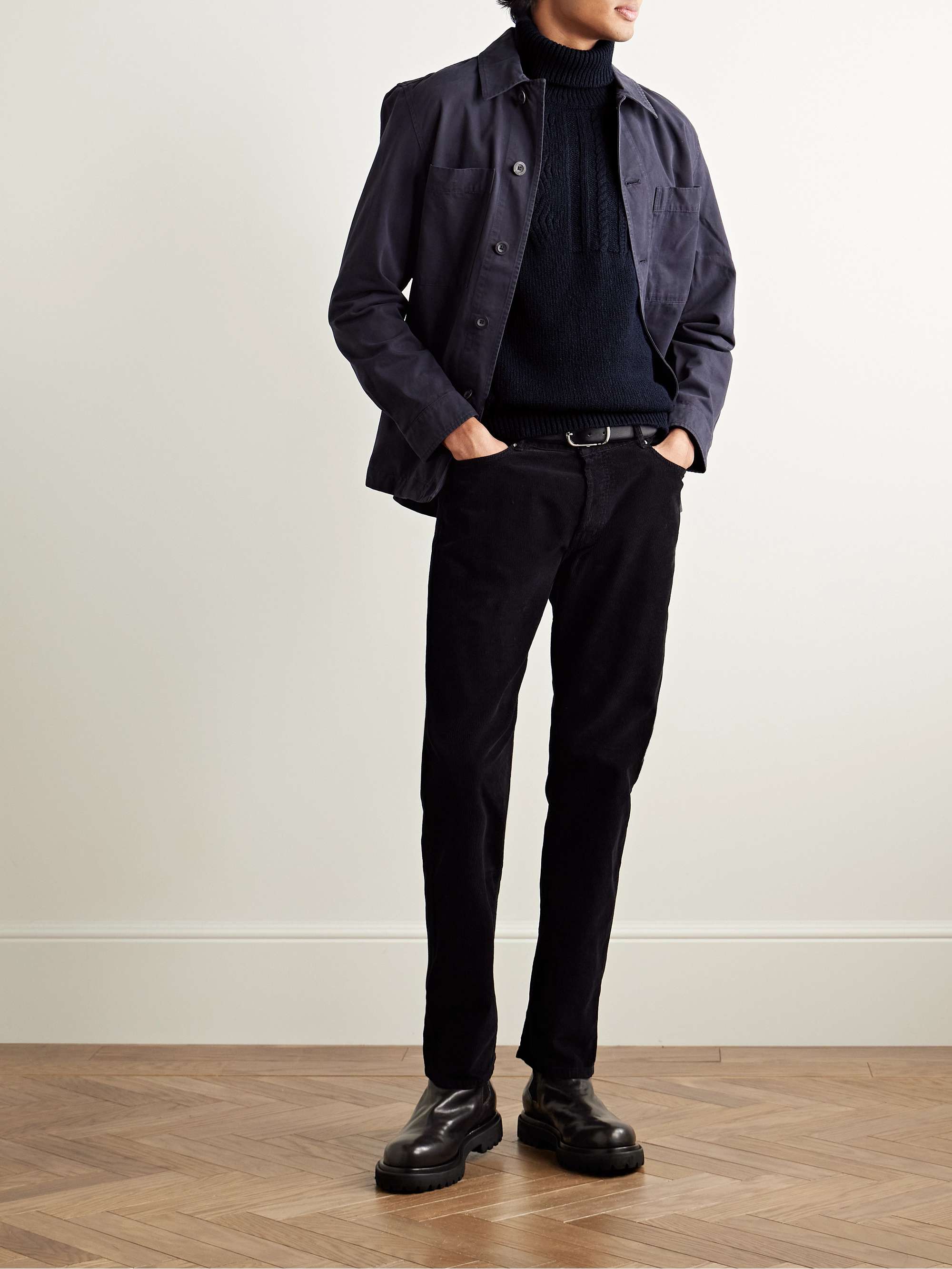 Aran Ribbed Cable-Knit Merino Wool and Cashmere-Blend Rollneck Sweater view