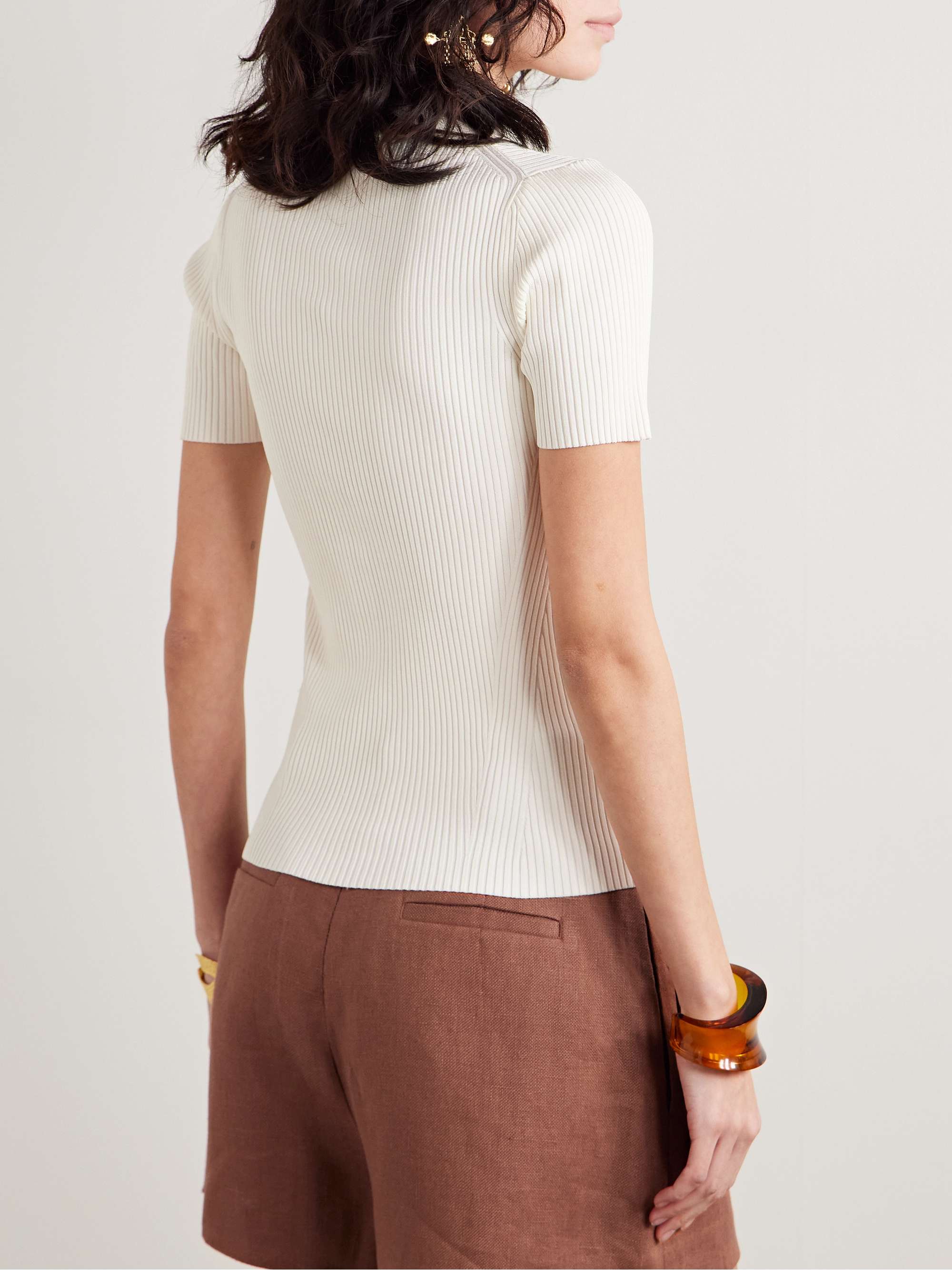 Ribbed-knit polo shirt view