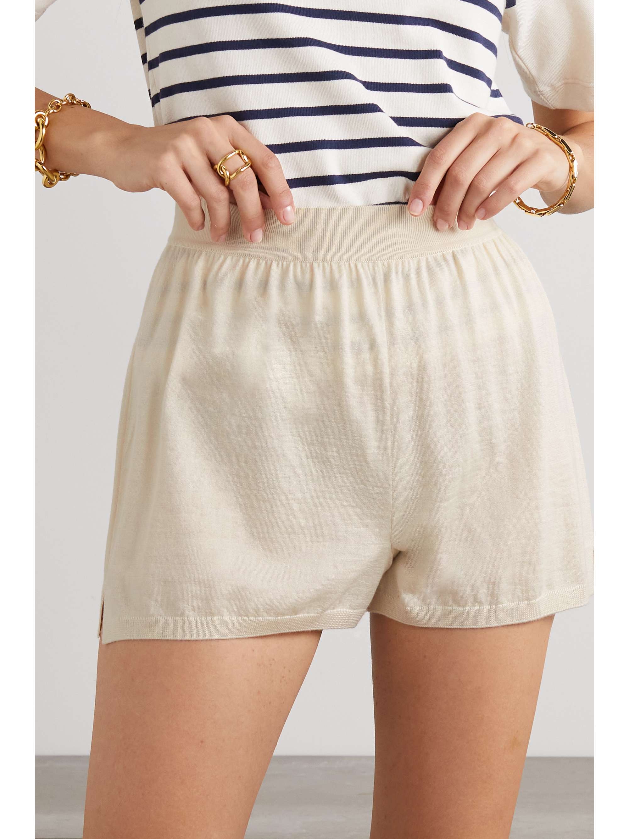 Cashmere and silk-blend shorts view