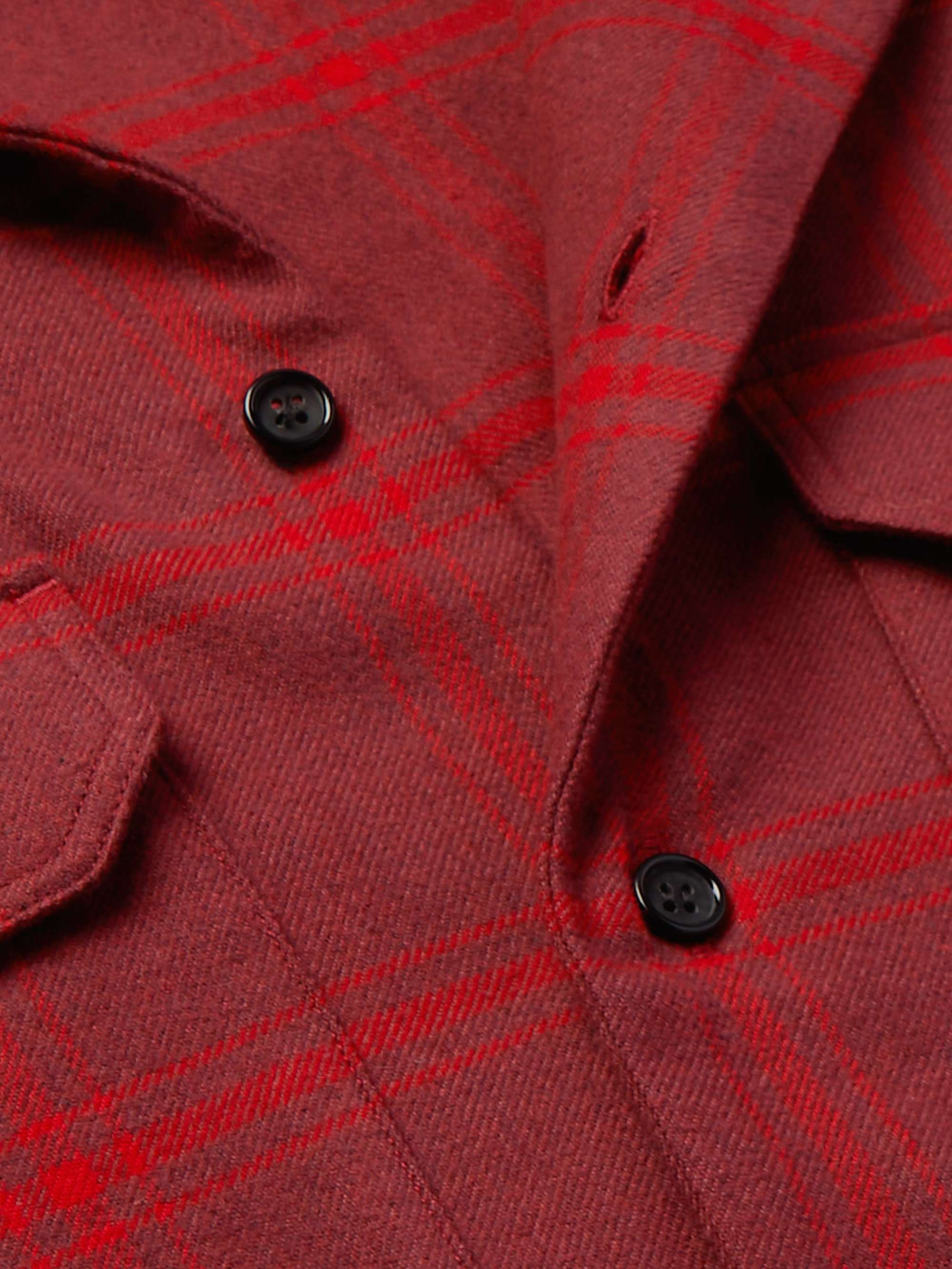Oversized Camp-Collar Harness-Detailed Checked Cotton-Twill Shirt view