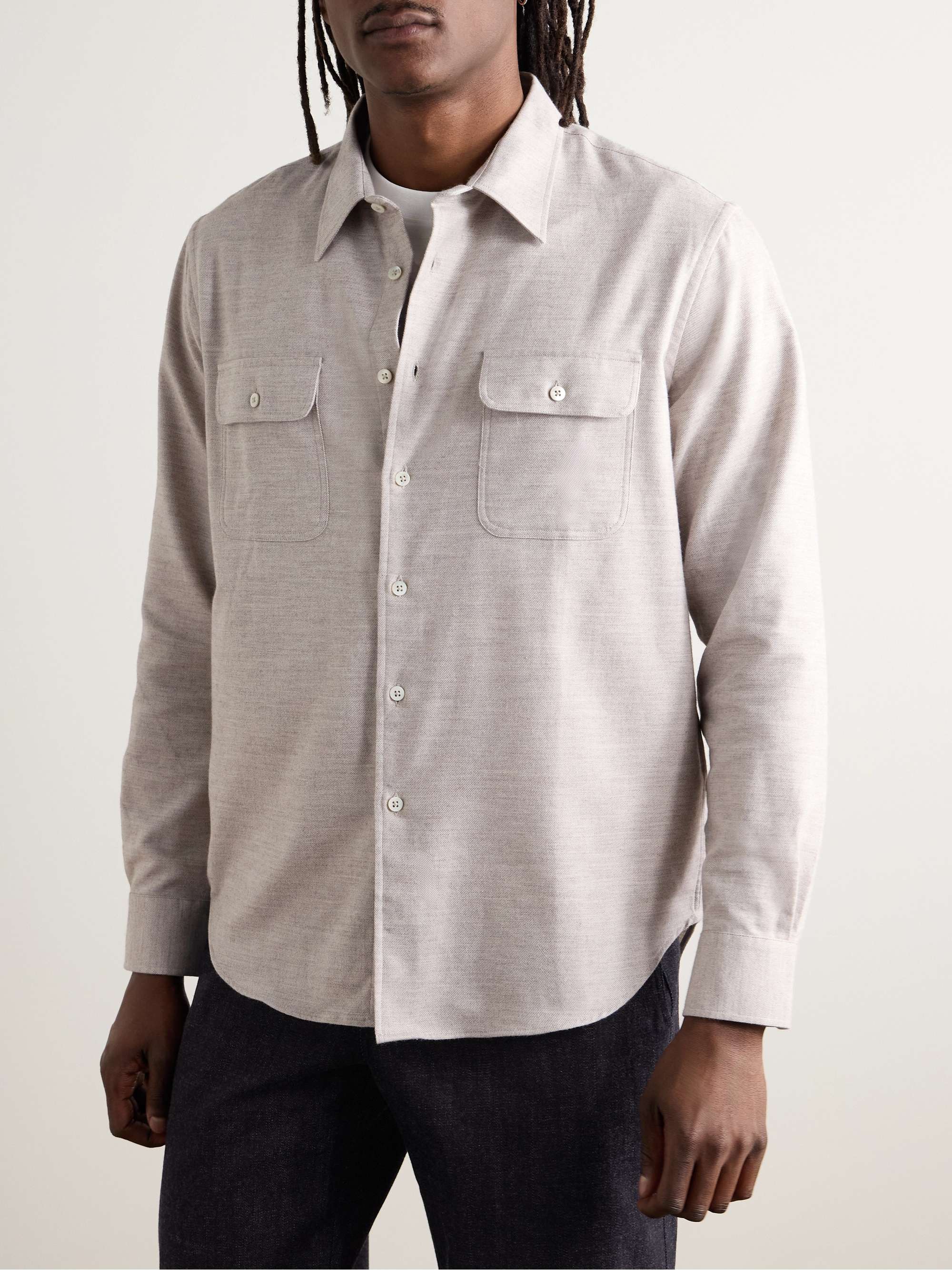 Cotton and Yak-Blend Twill Shirt view