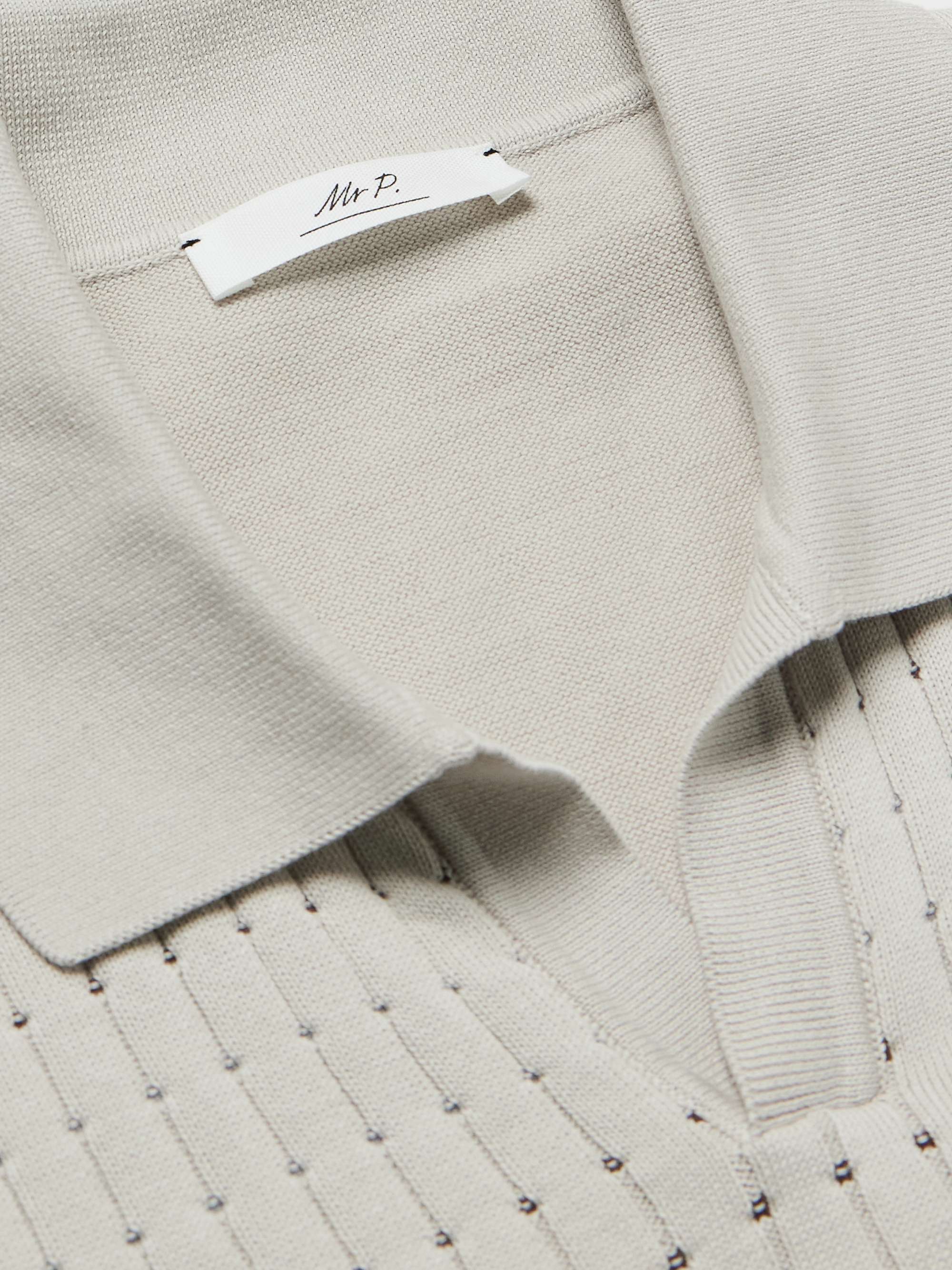 Pointelle-Knit Organic Cotton Polo Shirt view