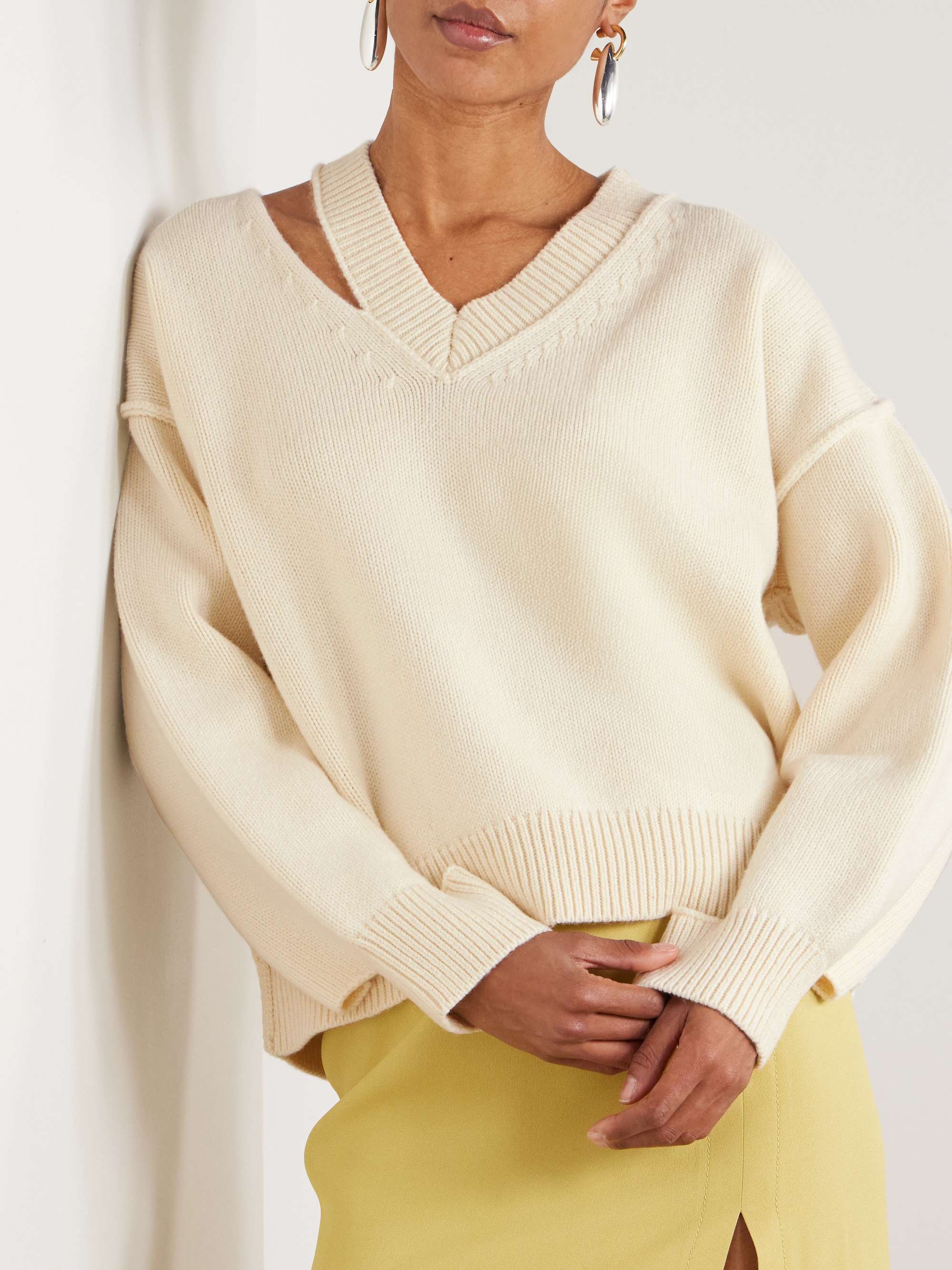 Cutout wool and cashmere-blend sweater view