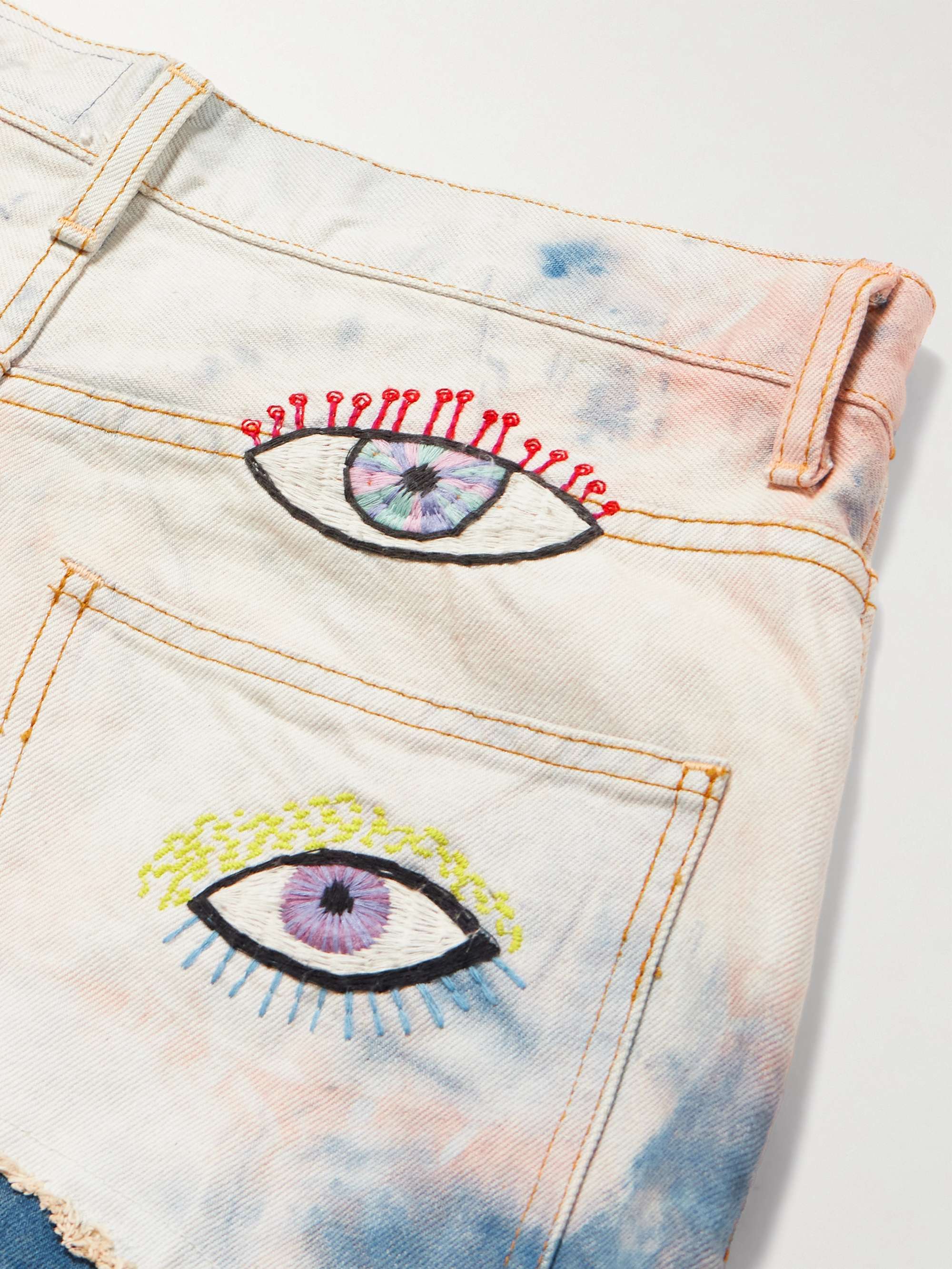 Slim-Fit Patchwork Embroidered Tie-Dyed Jeans view