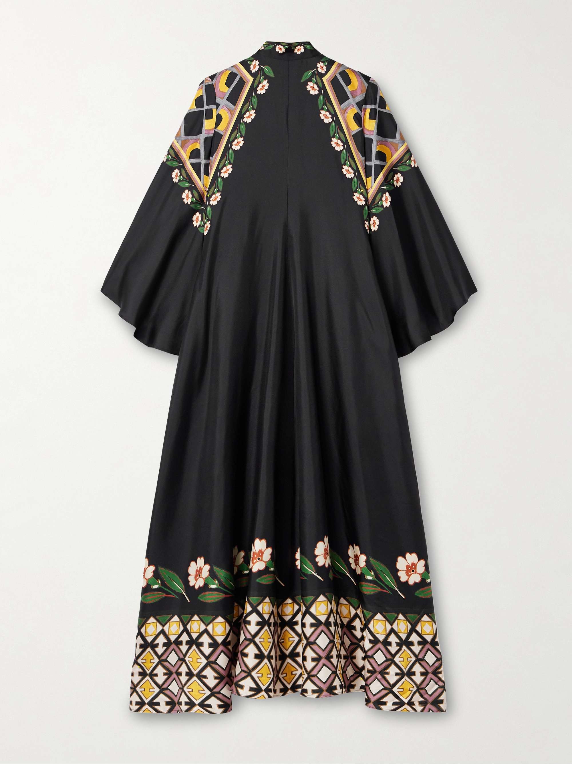 Magnifico tie-neck printed silk-twill maxi dress view
