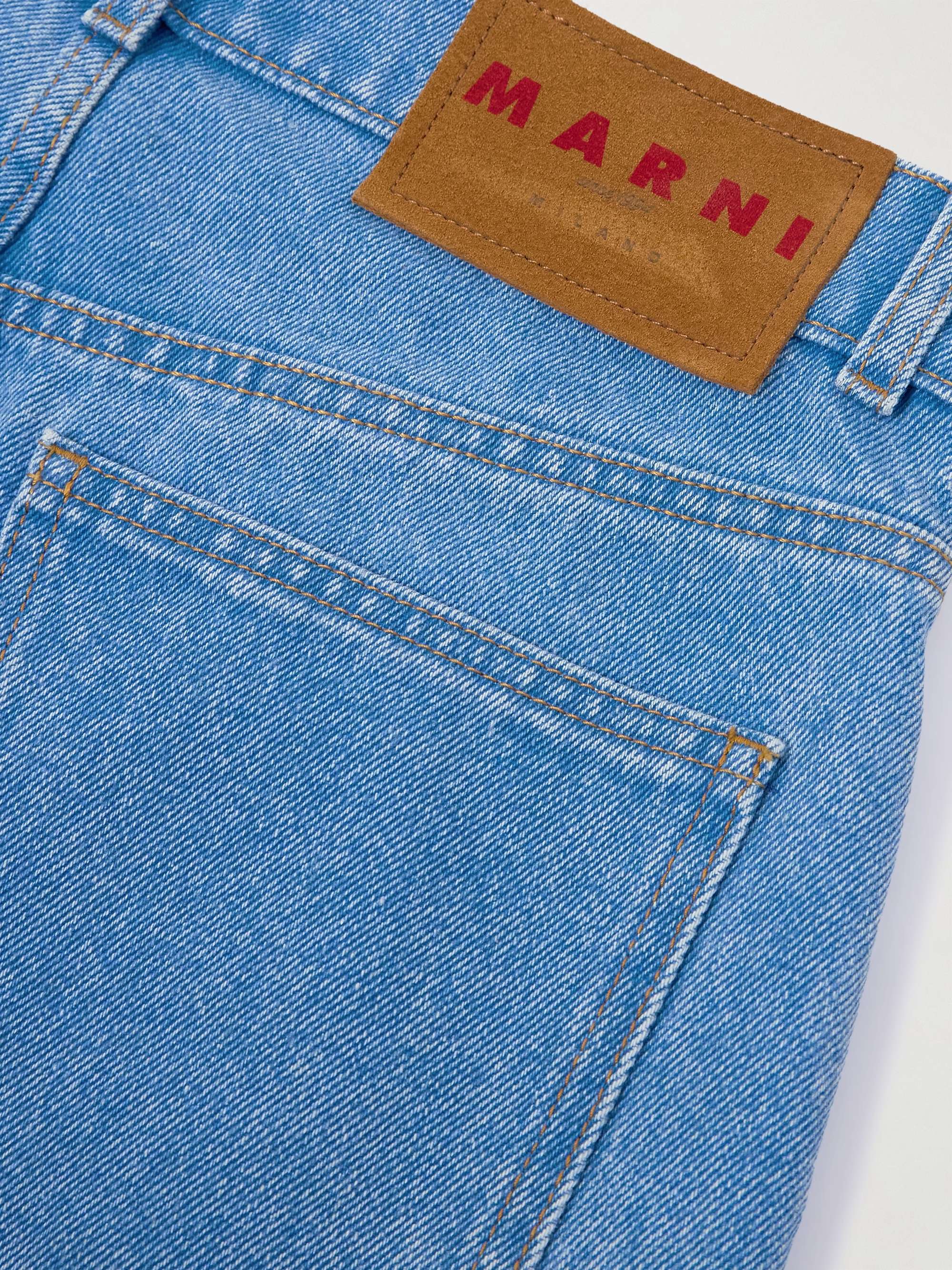 Cropped appliquéd mid-rise straight-leg jeans view