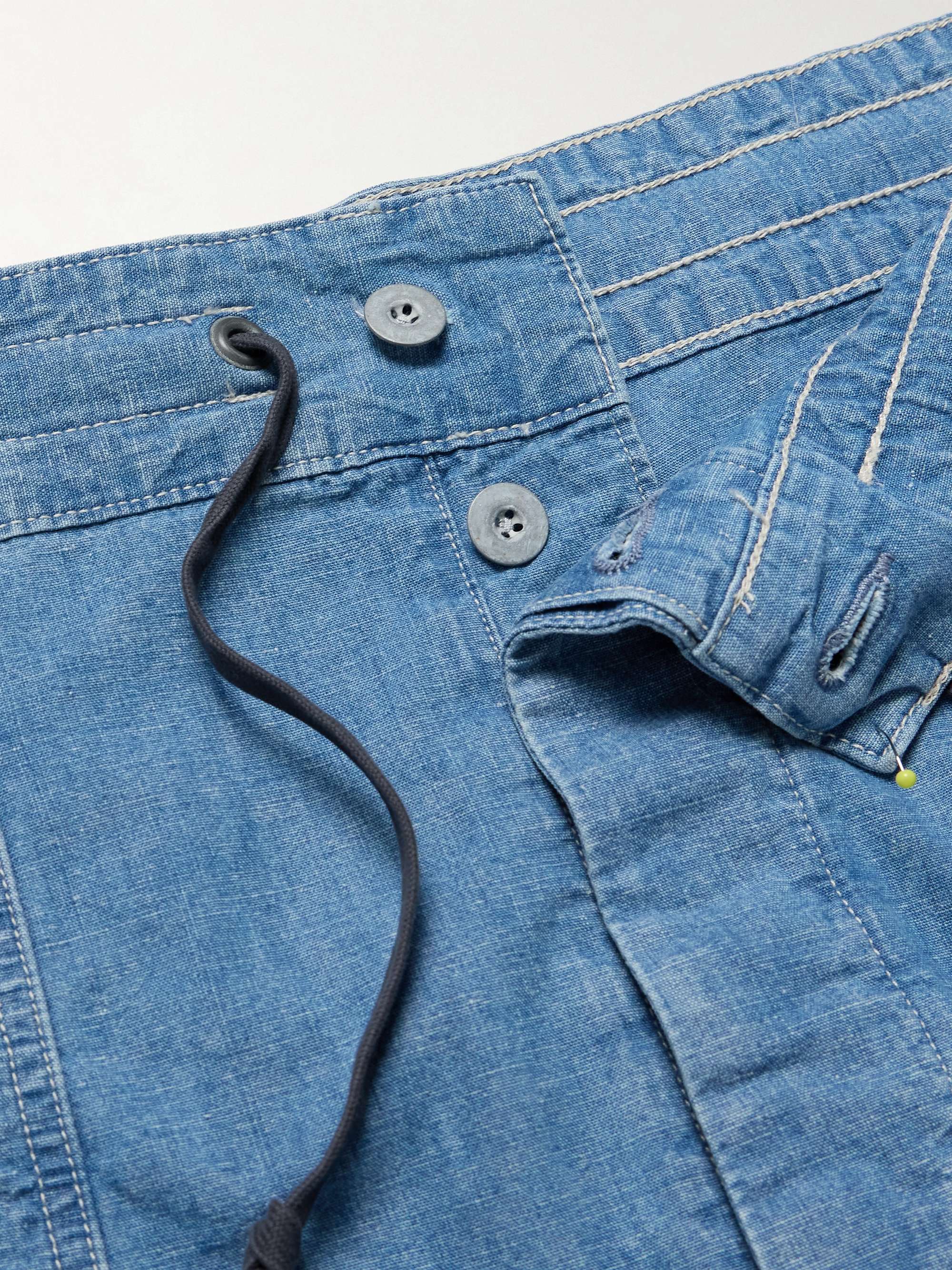 Caldwell Straight-Leg Cotton and Linen-Blend Chambray Shorts view