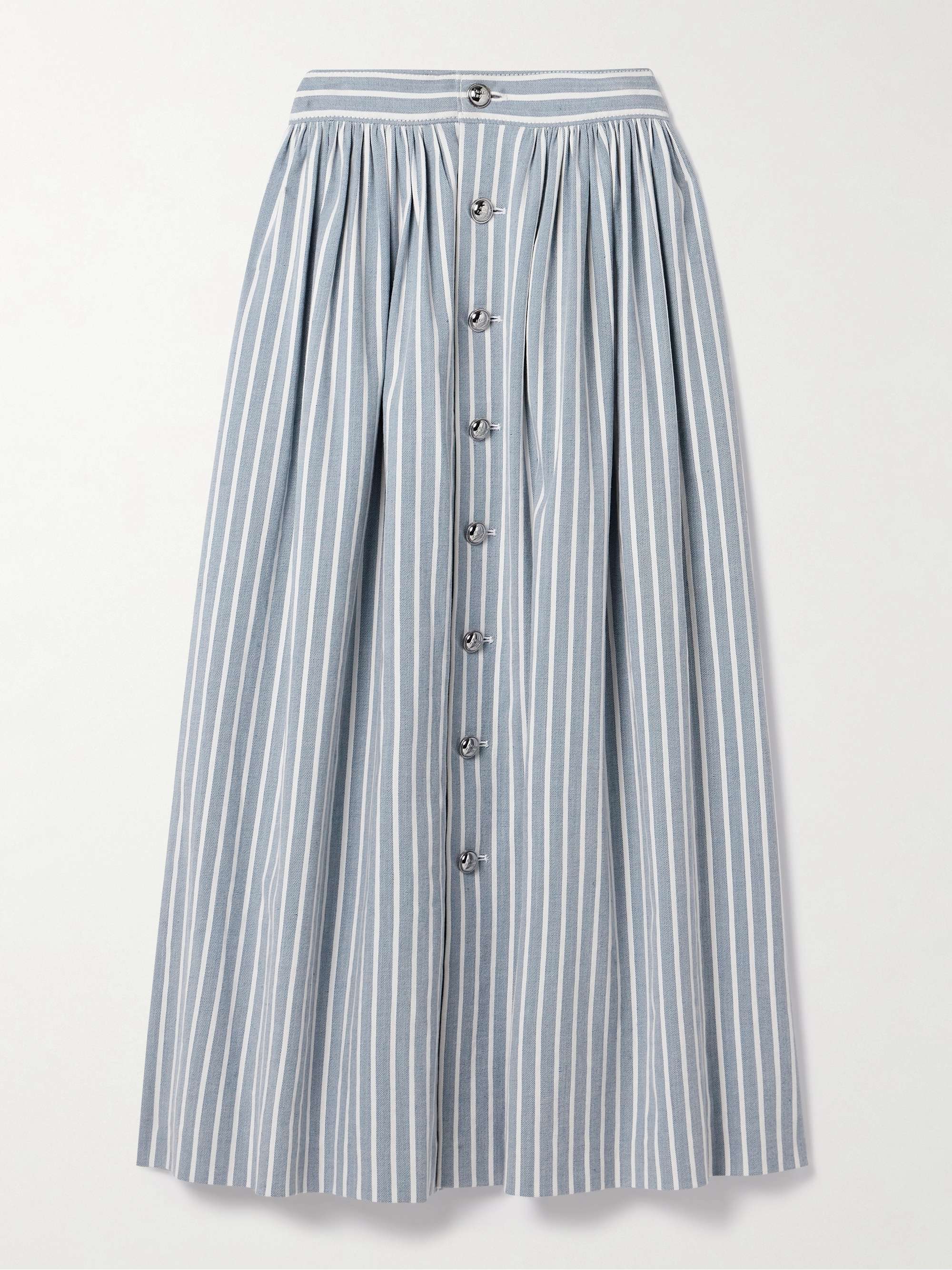Bryce striped denim midi skirt view