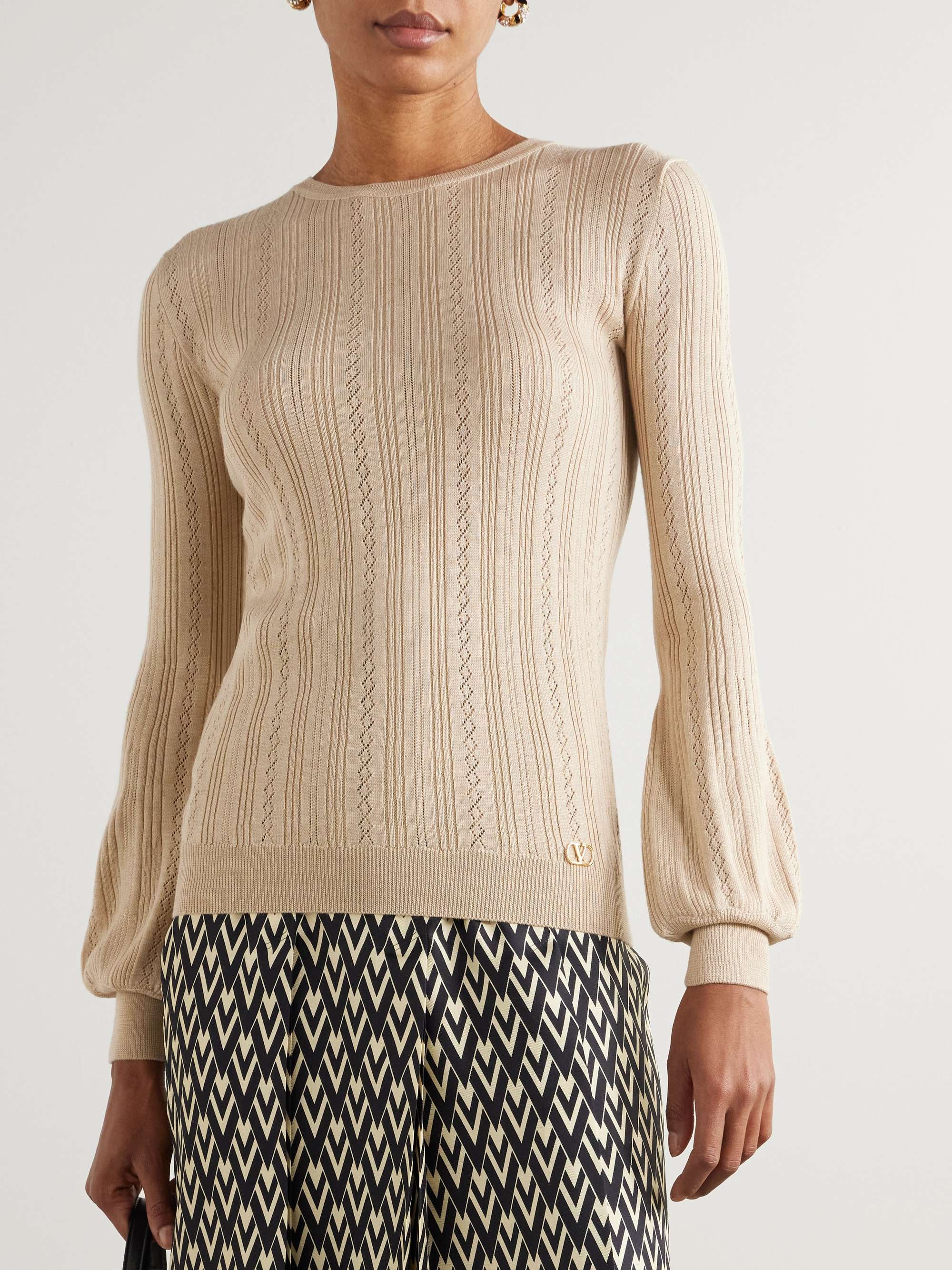 Pointelle-knit wool sweater view