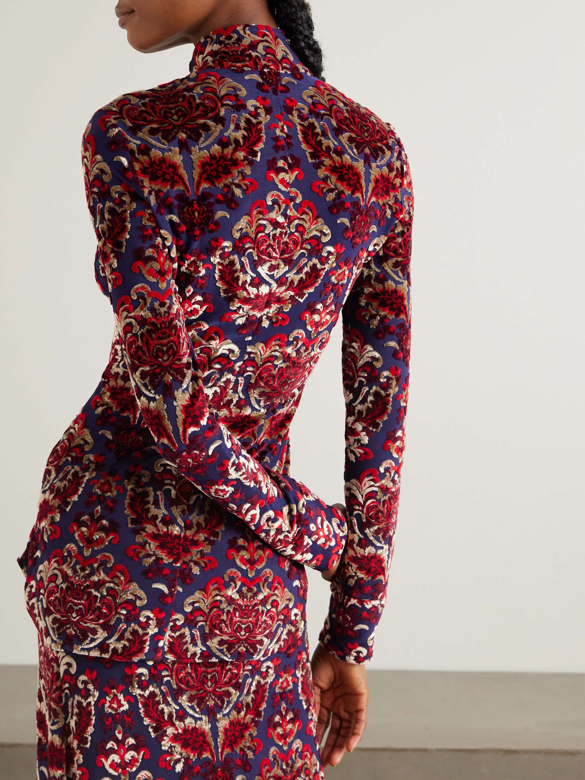 Tie-detailed devoré-velvet blouse view