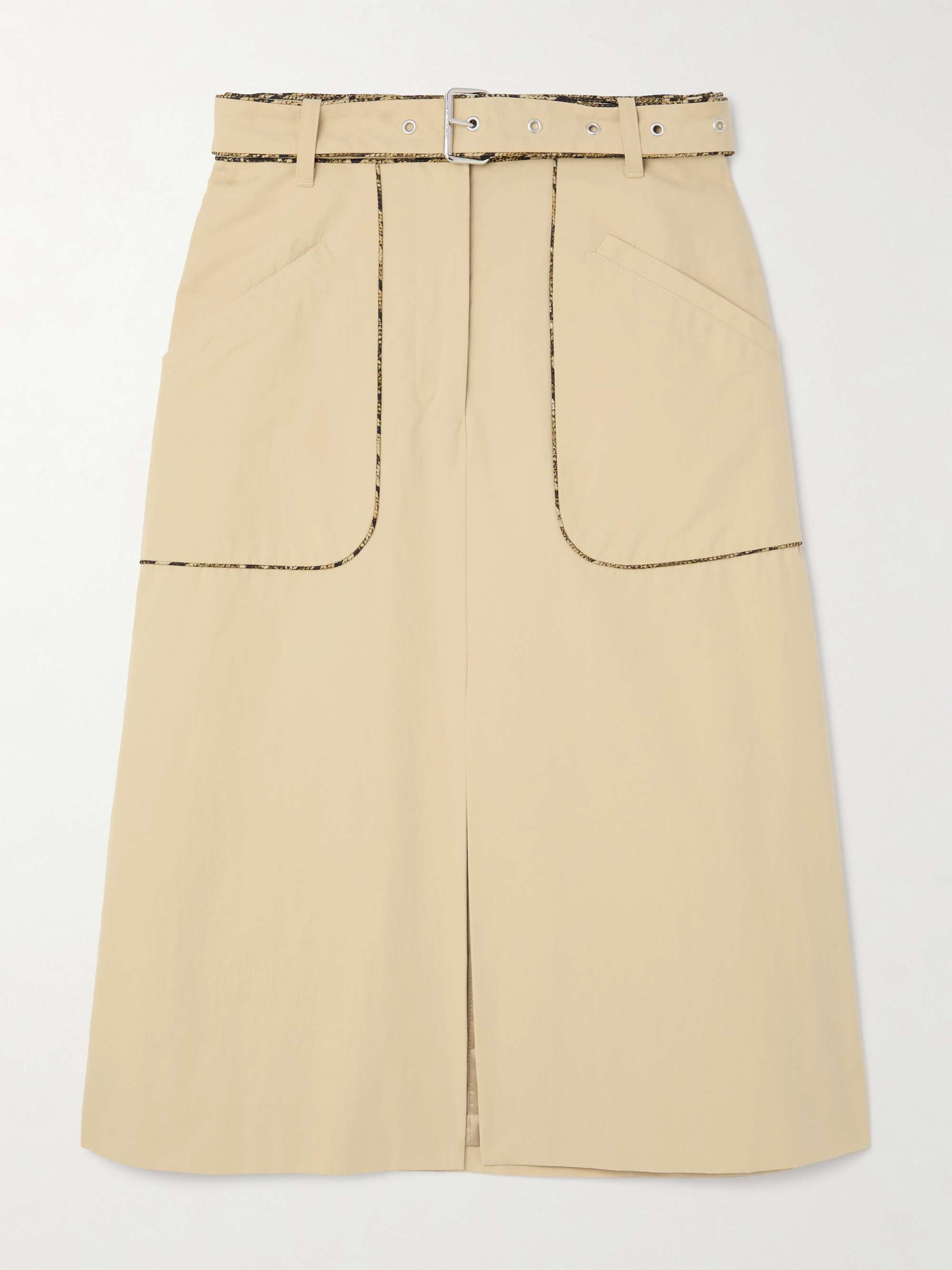 Belted cotton-canvas midi skirt view