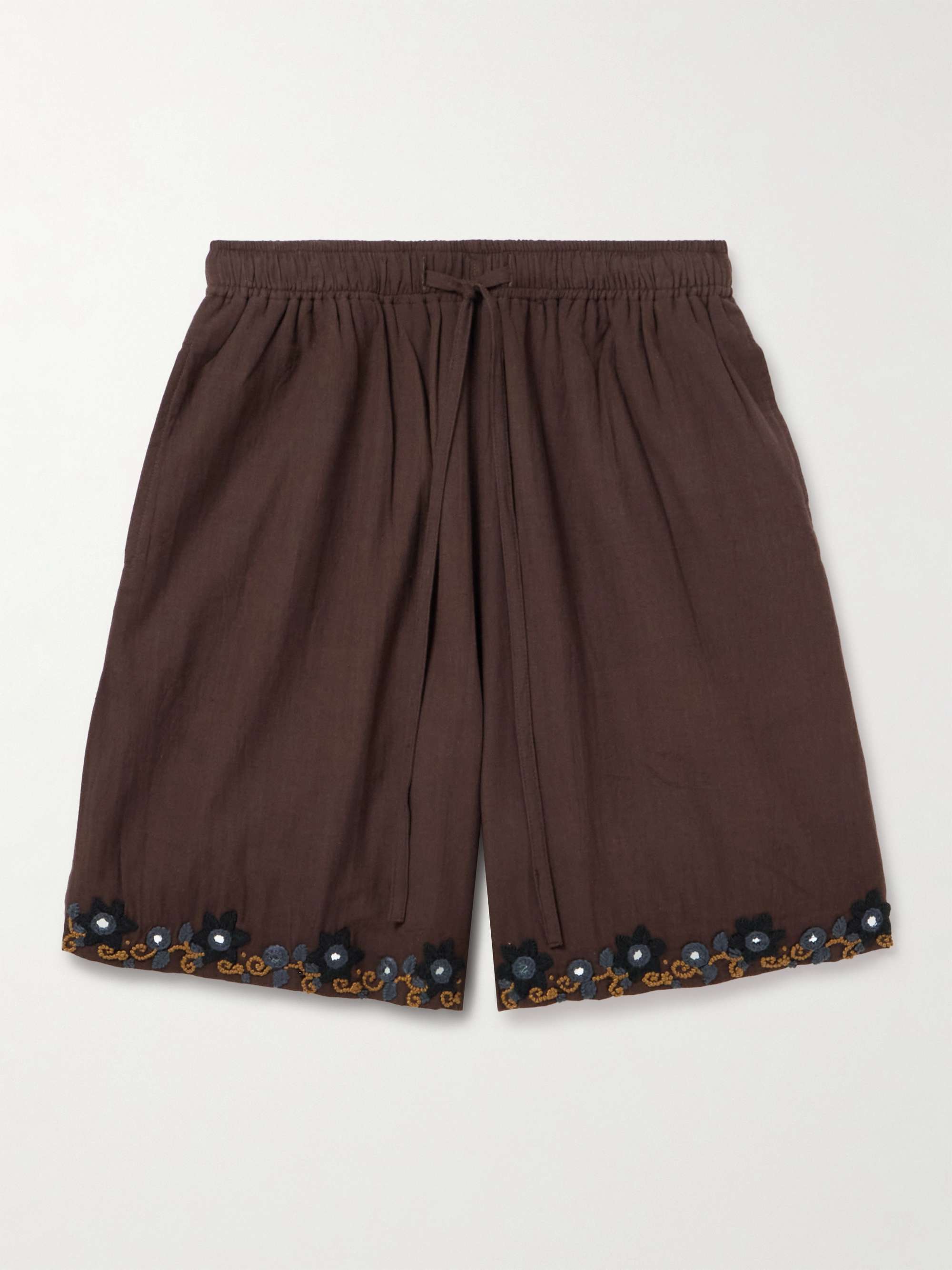 Embellished Embroidered Cotton Shorts view