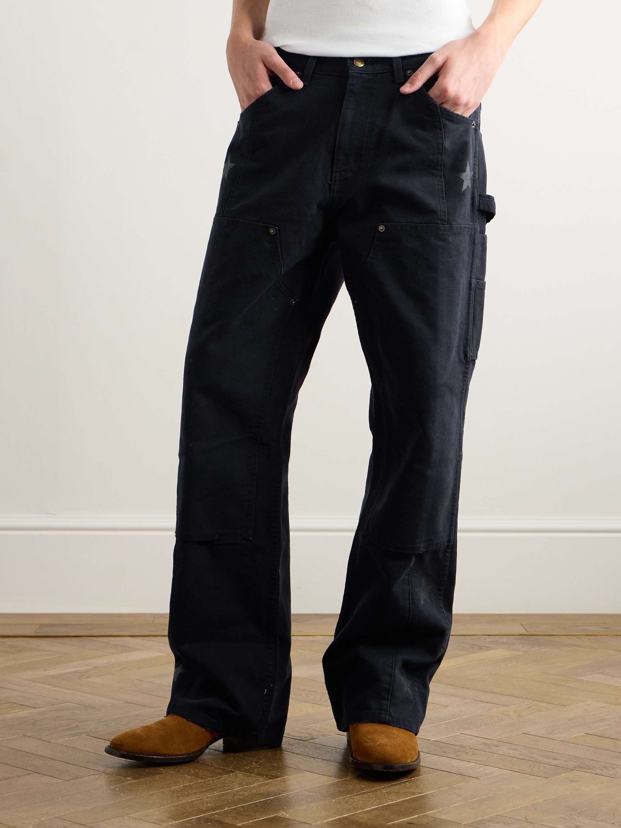 Straight-Leg Printed Cotton-Canvas Cargo Trousers view