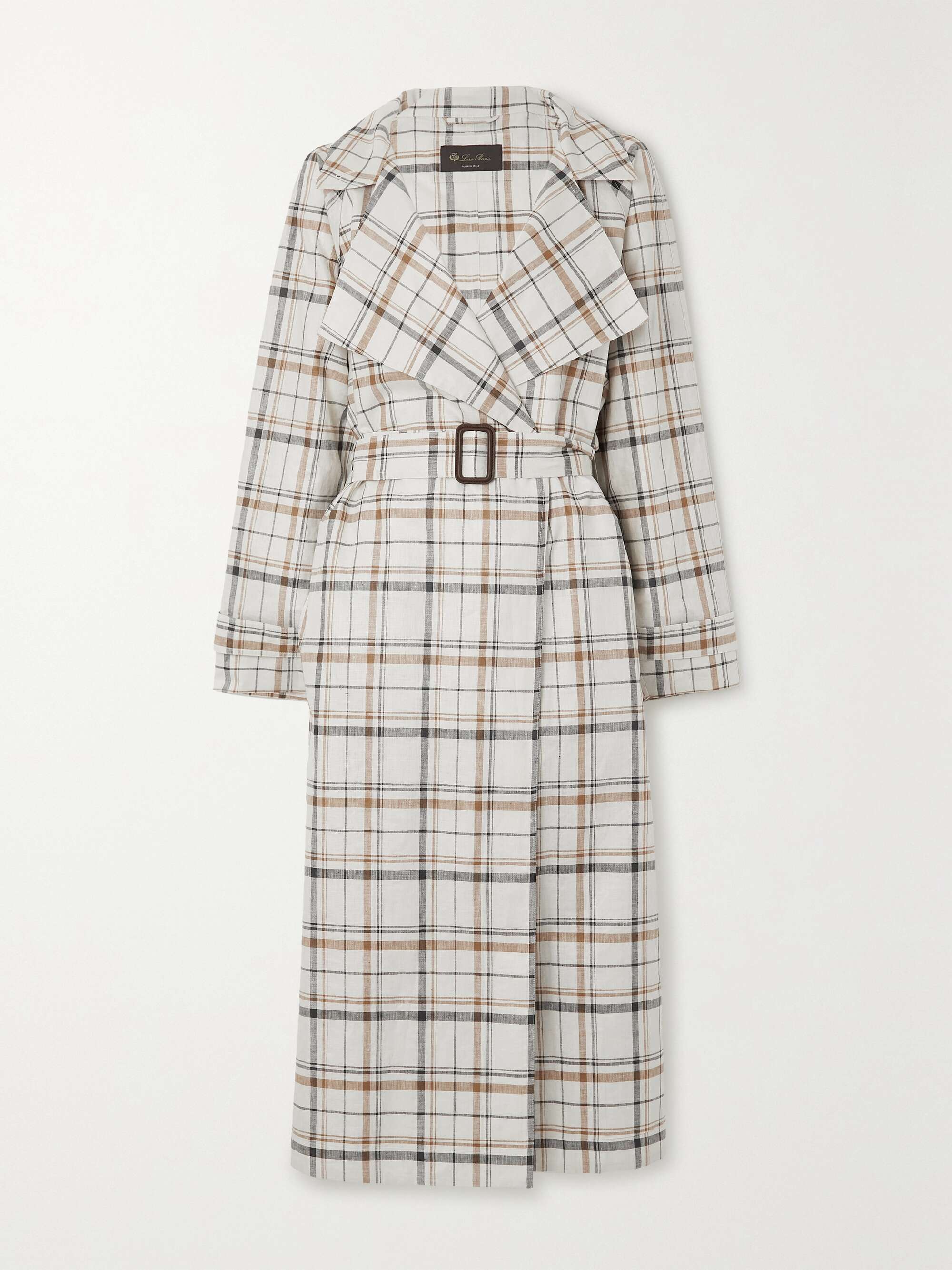Bille checked belted linen trench coat view