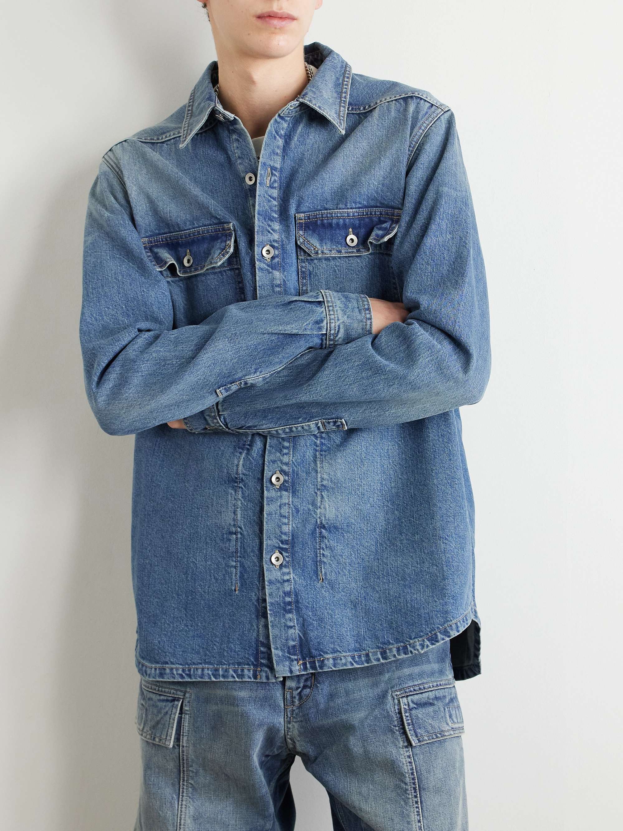 Webbing-Trimmed Denim Overshirt view