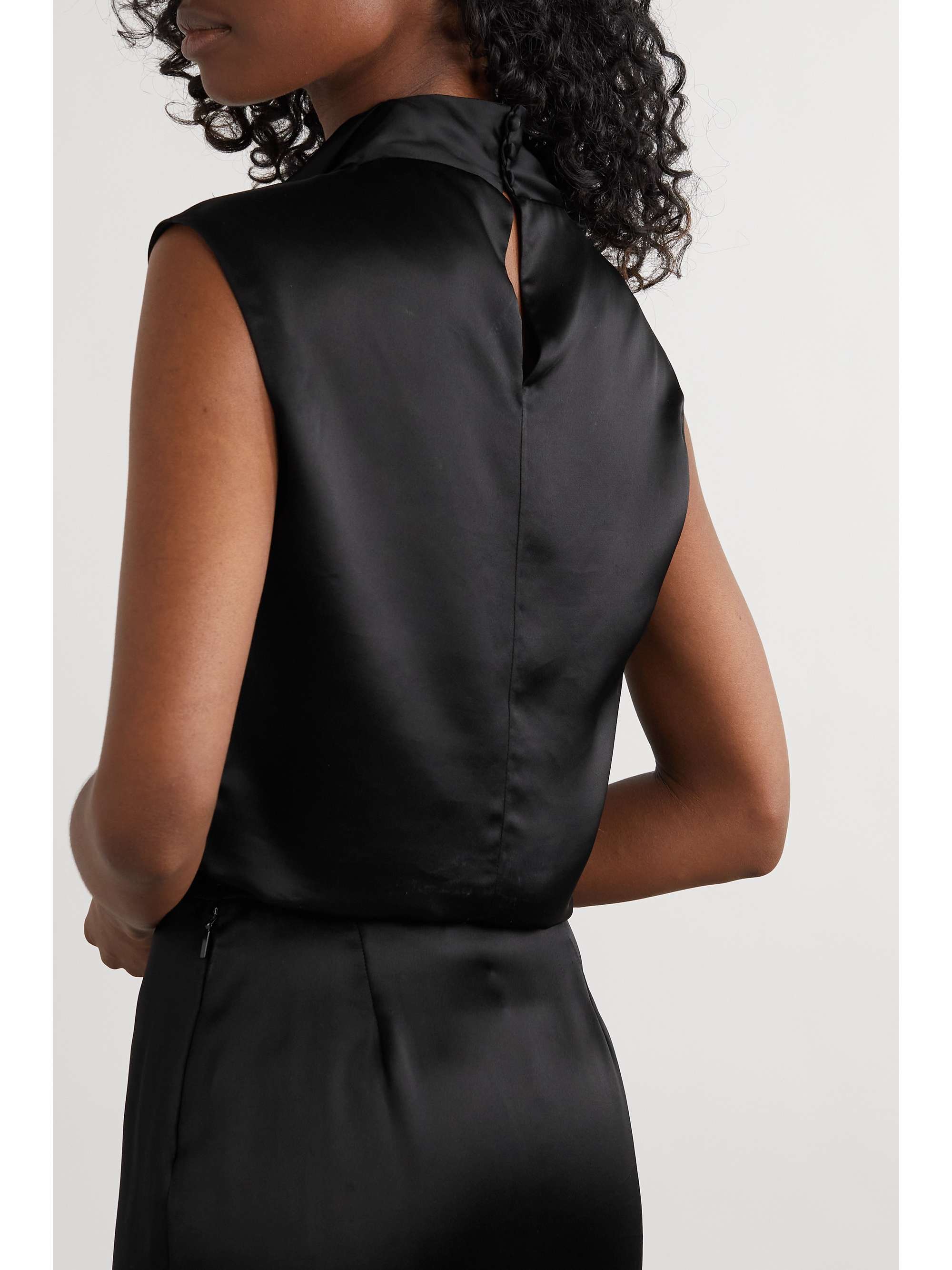 Cropped draped satin blouse view