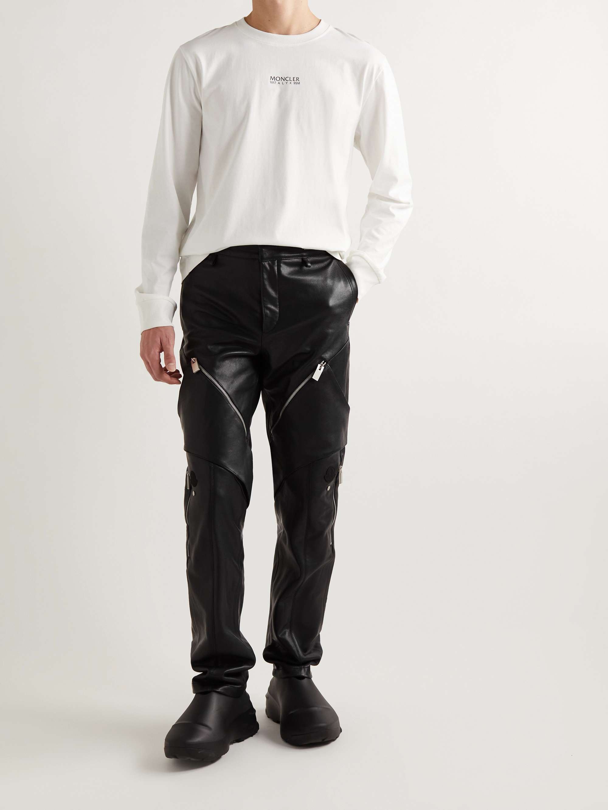 + Alyx Straight-Leg Panelled Zip-Embellished Leather Trousers view