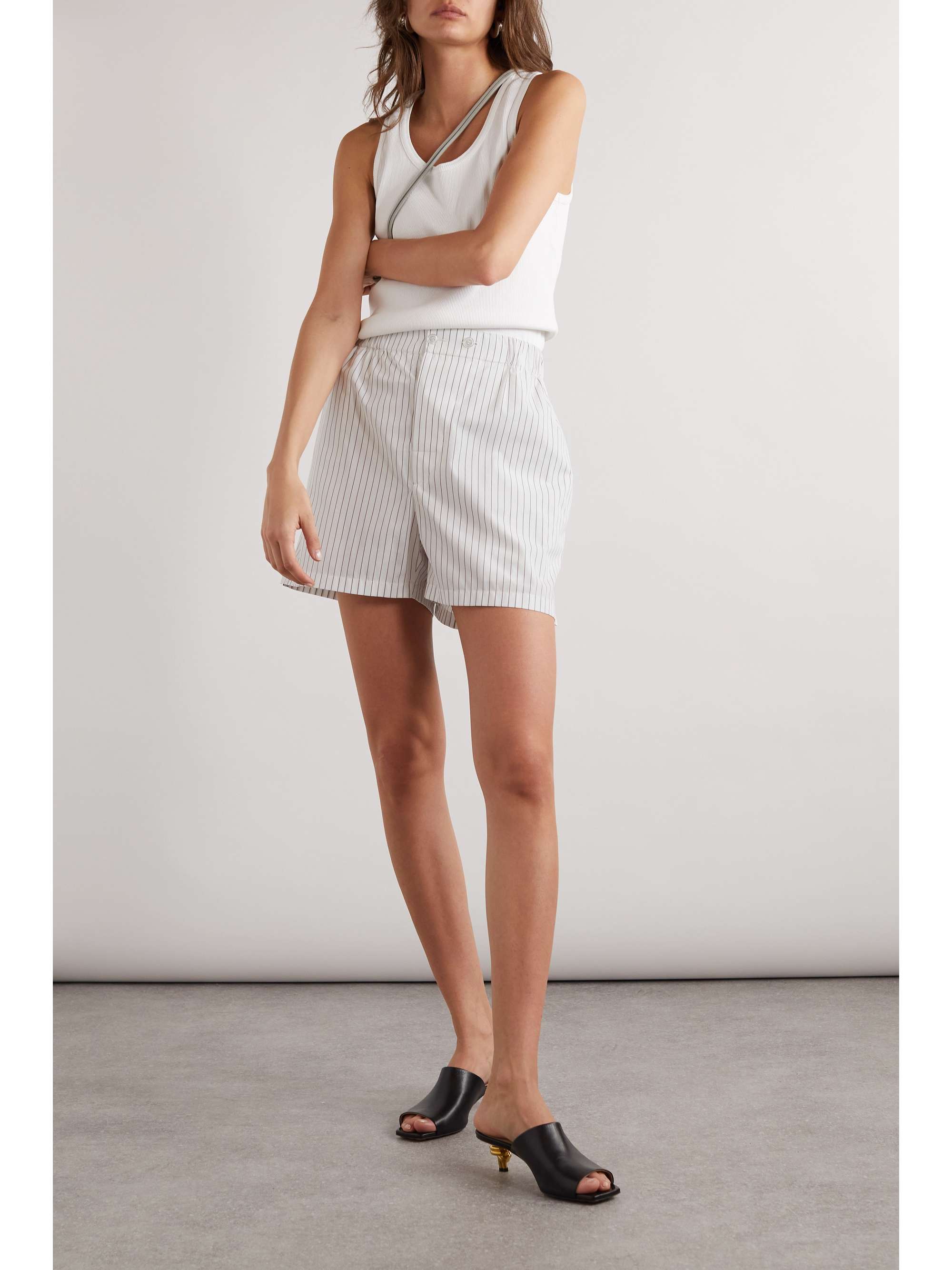 Pinstriped cotton-poplin shorts view