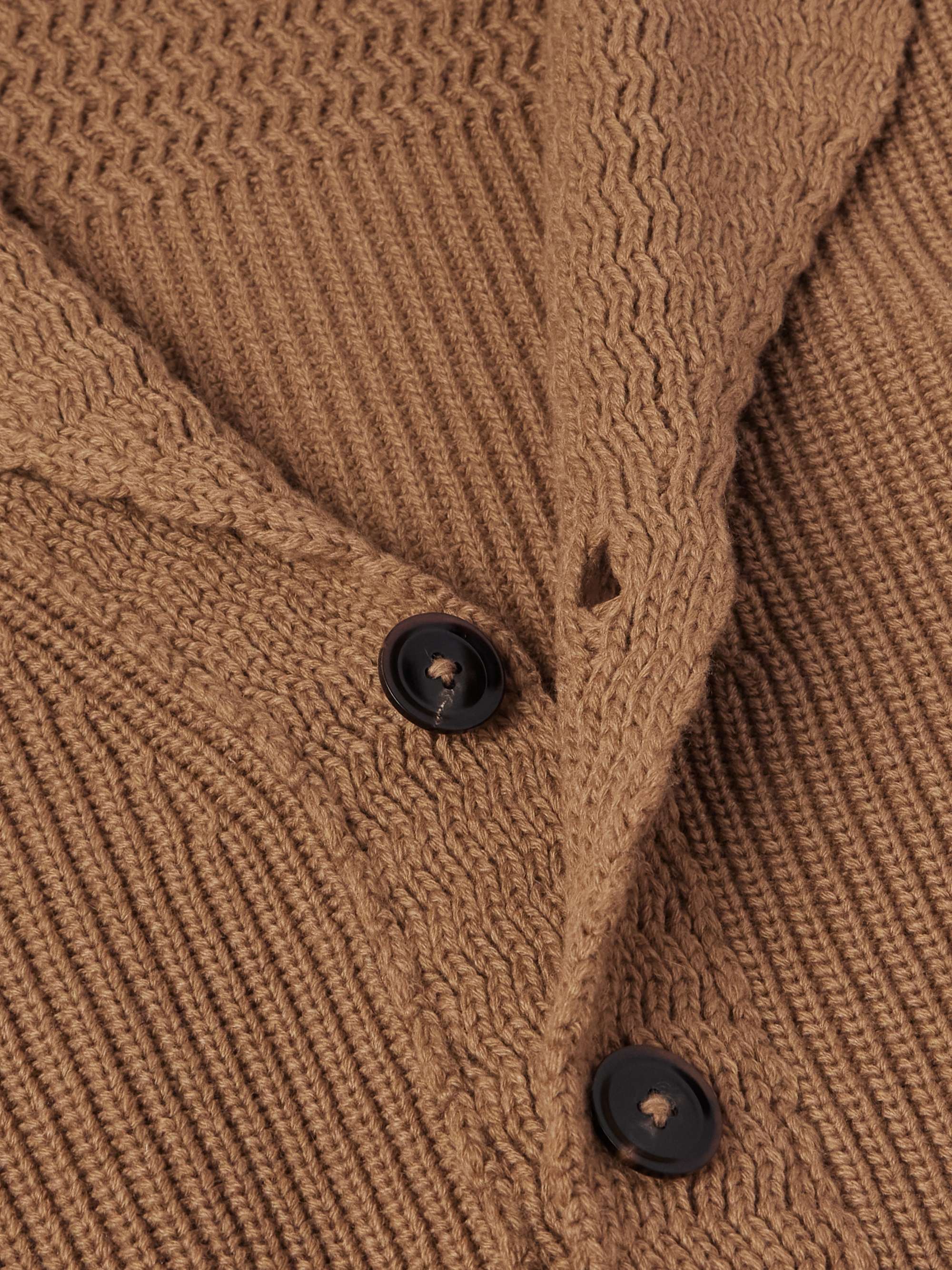 Slim-Fit Shawl-Collar Ribbed Cashmere Cardigan view