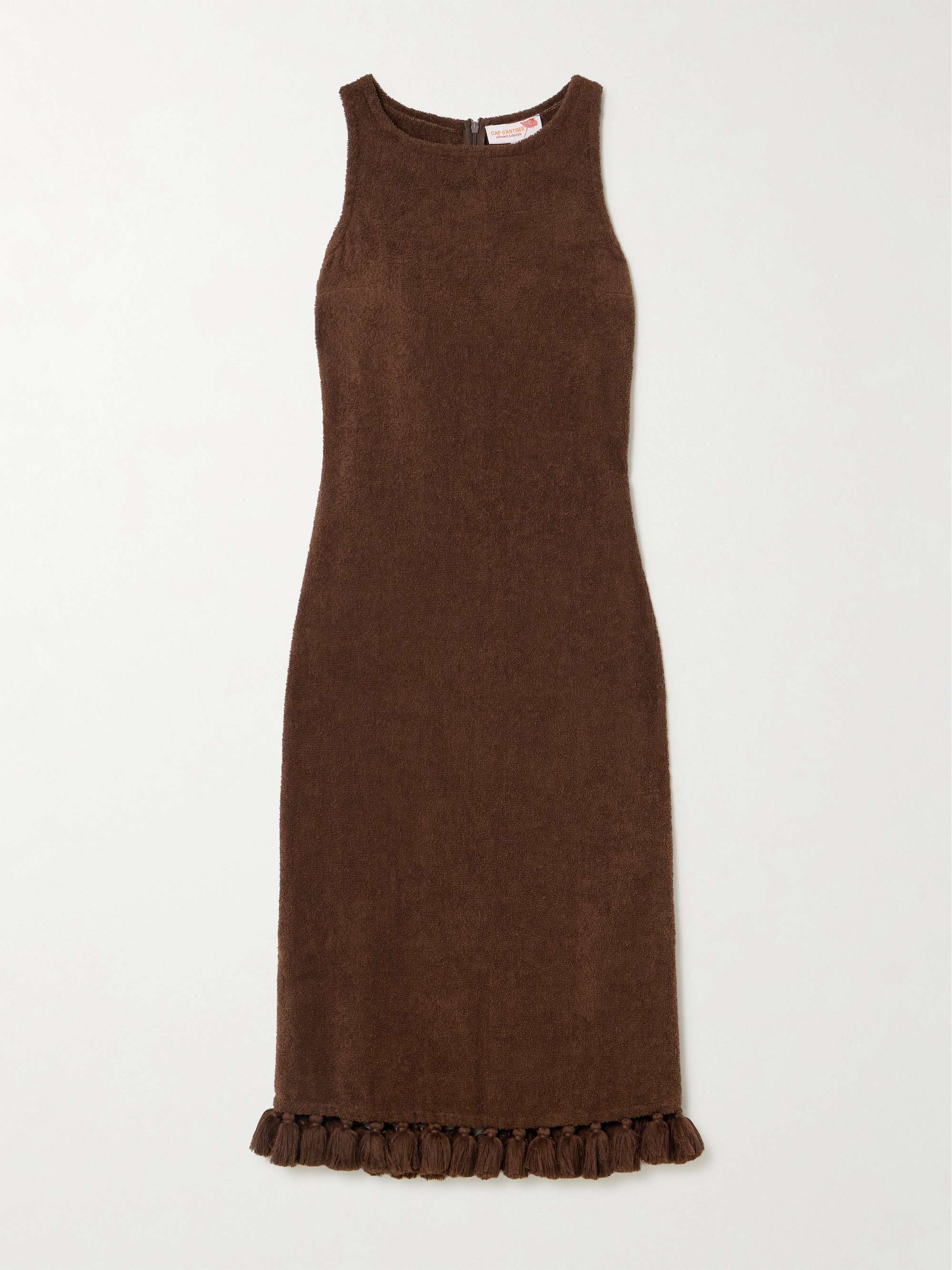 Aurelia tasseled cotton-terry midi dress view