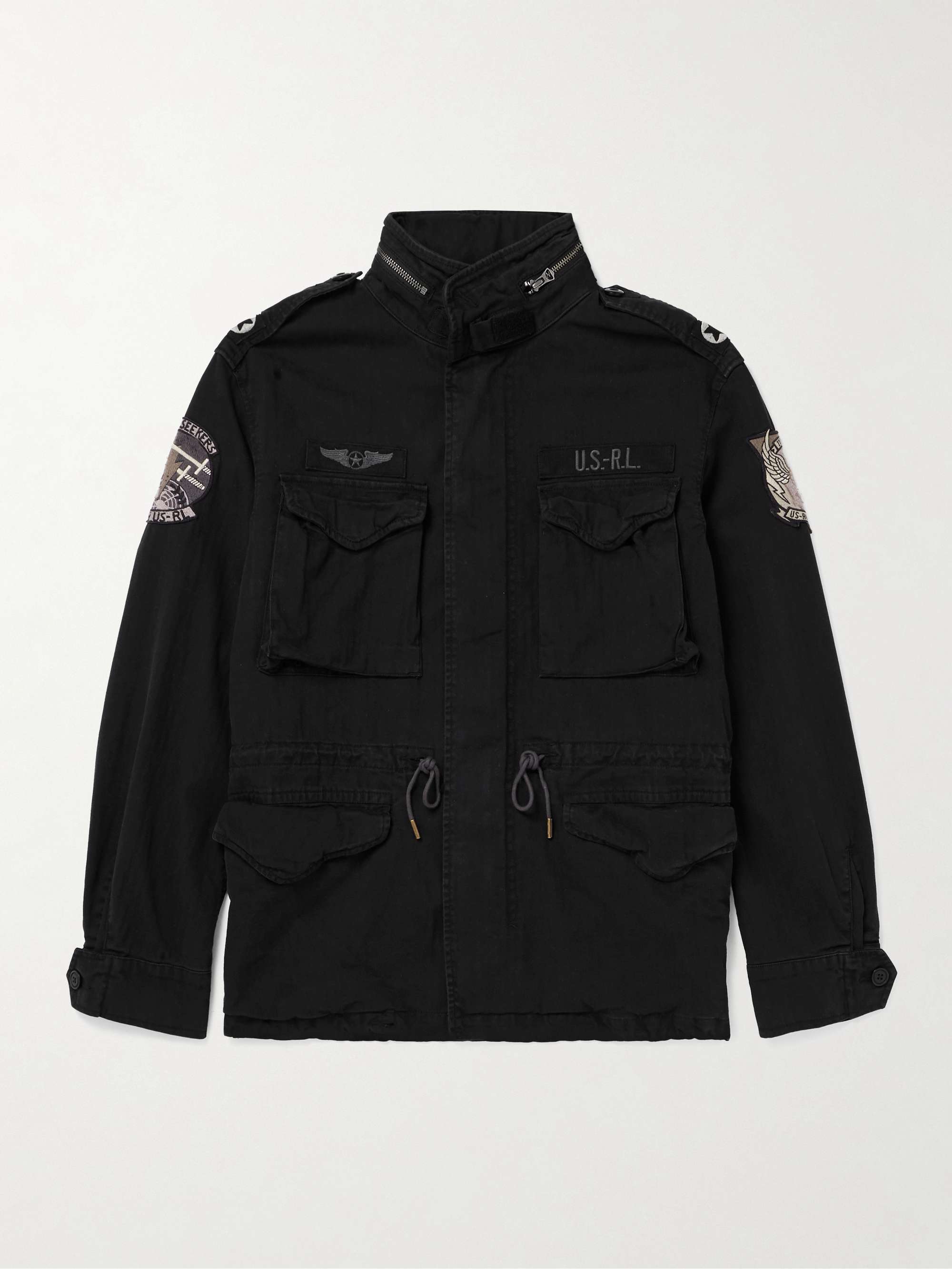 Logo-Appliquéd Herringbone Cotton Field Jacket view