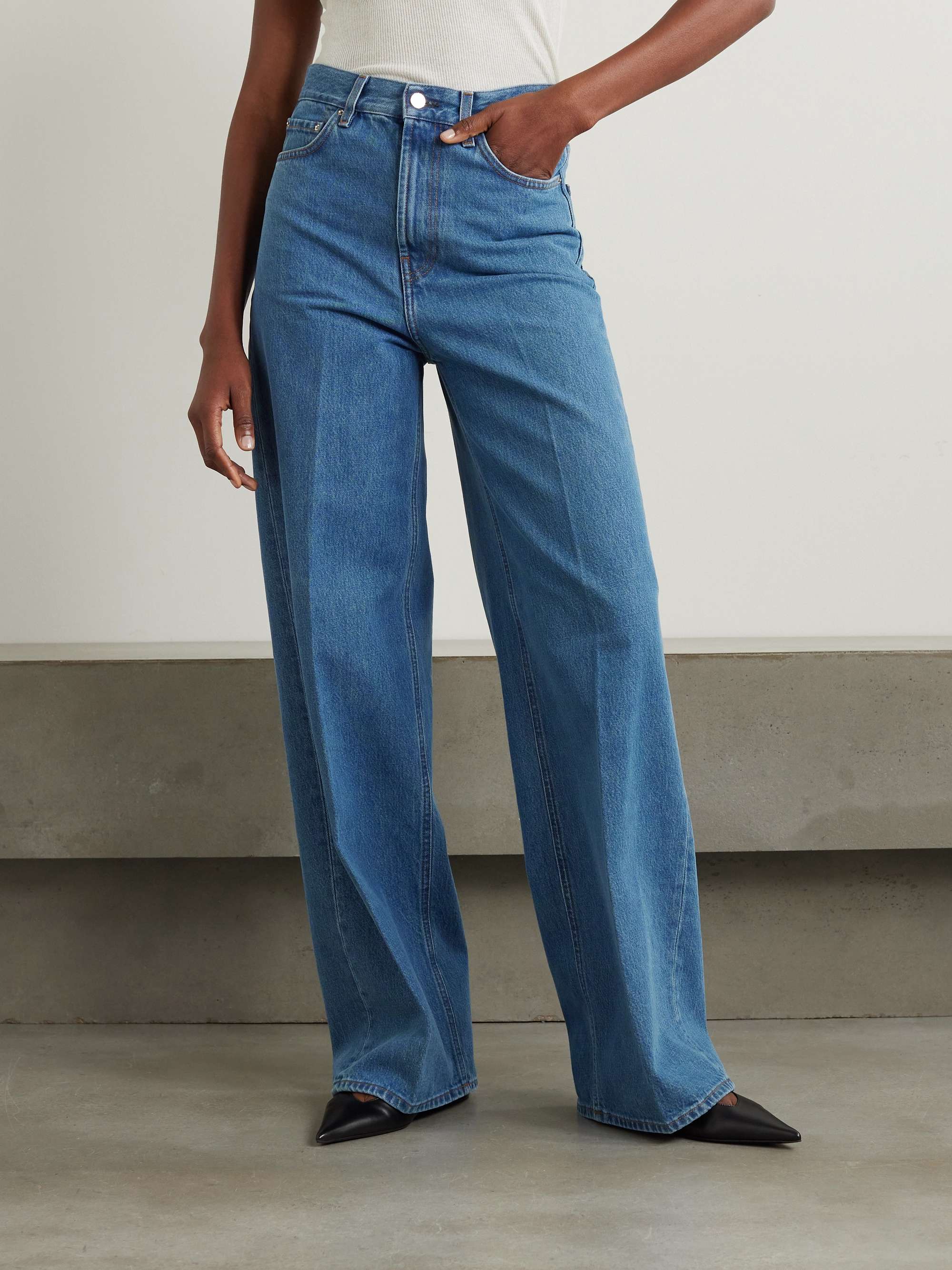High-rise wide-leg organic jeans view