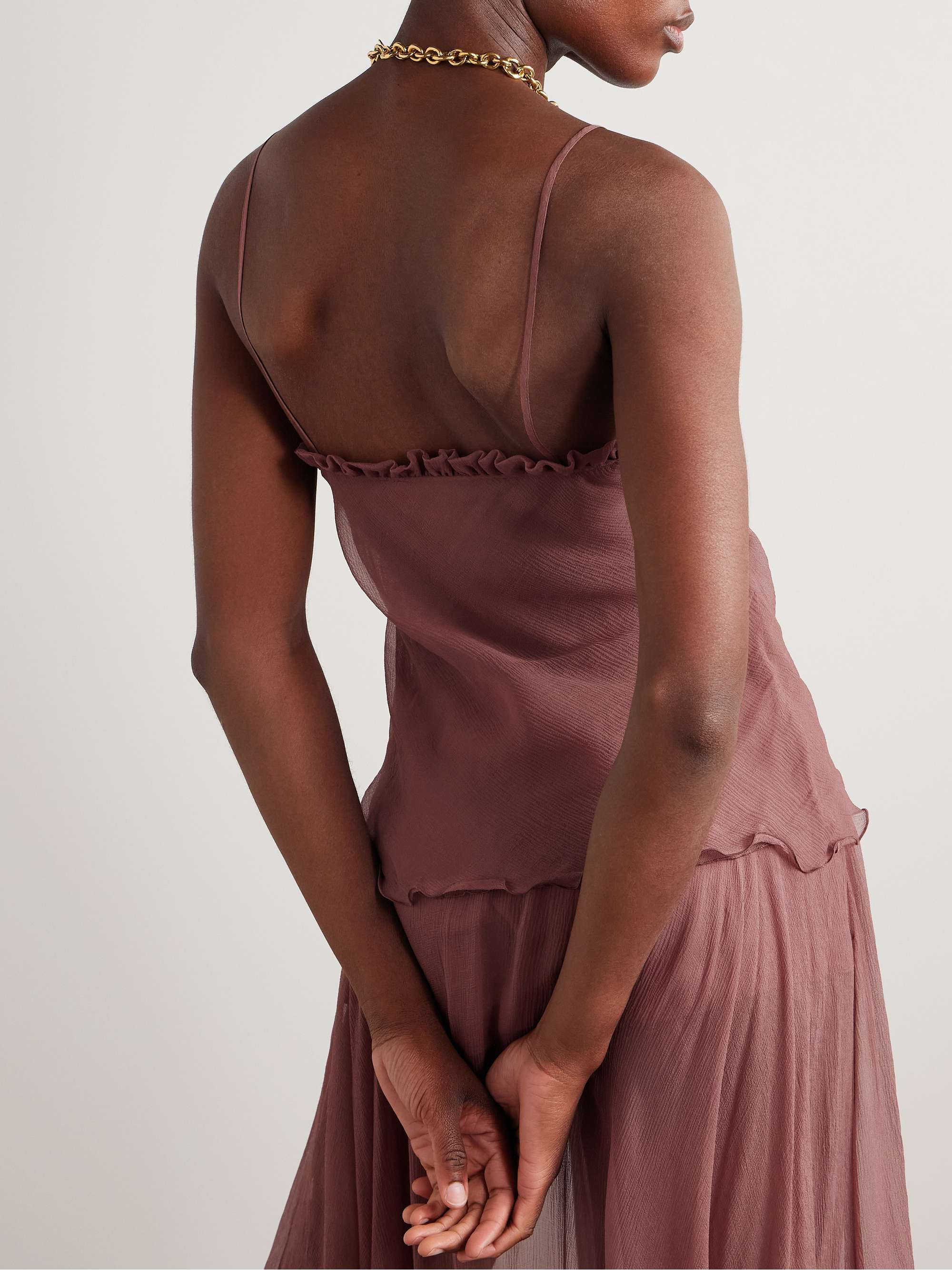 Ruffled silk-crepon camisole view