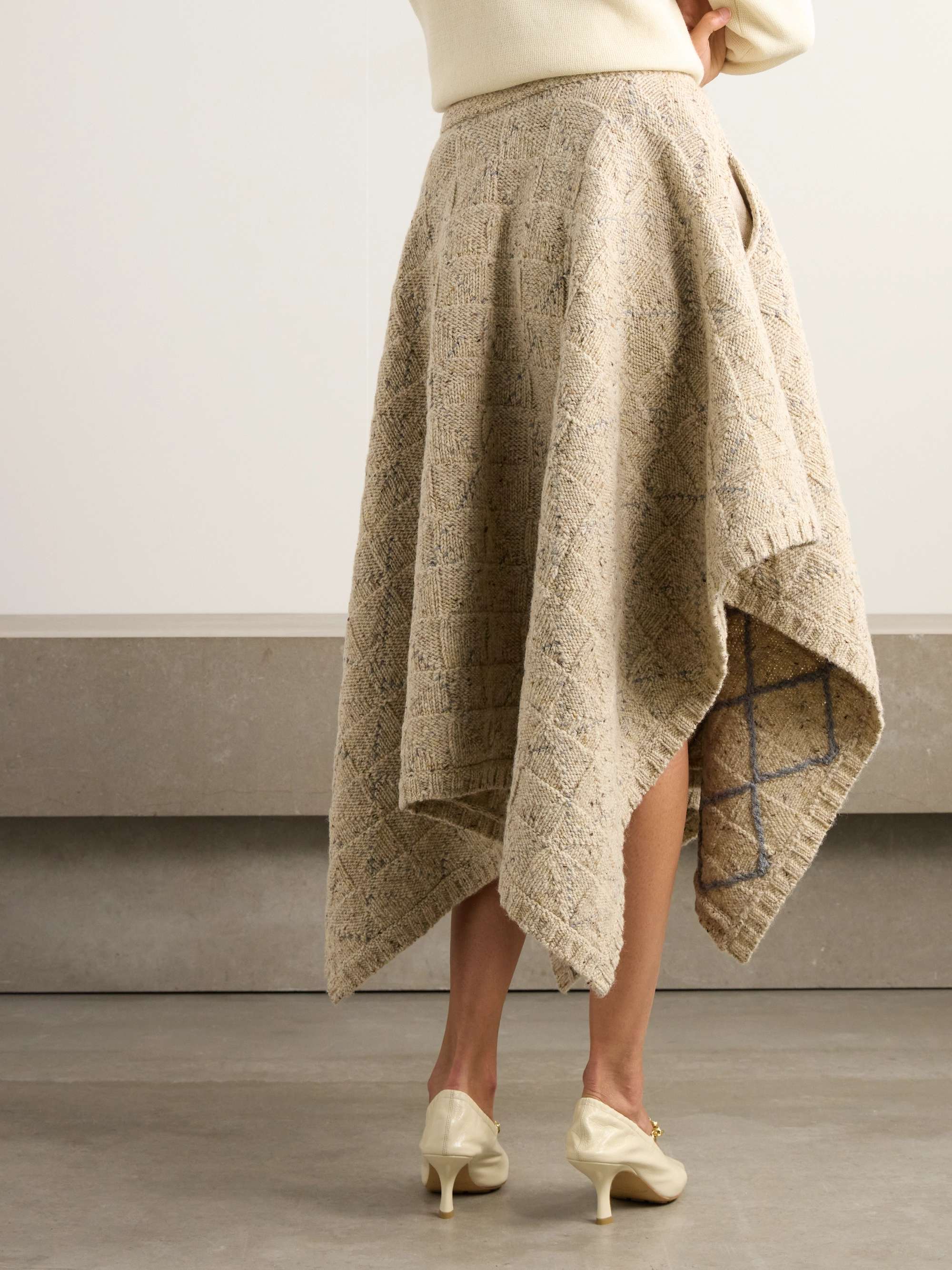 Checked knitted wool midi skirt view