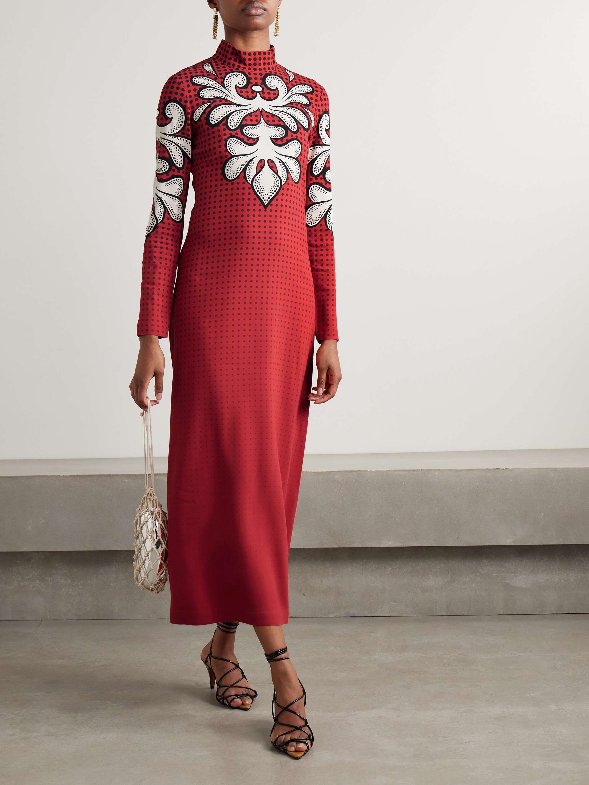 Icon Halle printed crepe turtleneck midi dress view