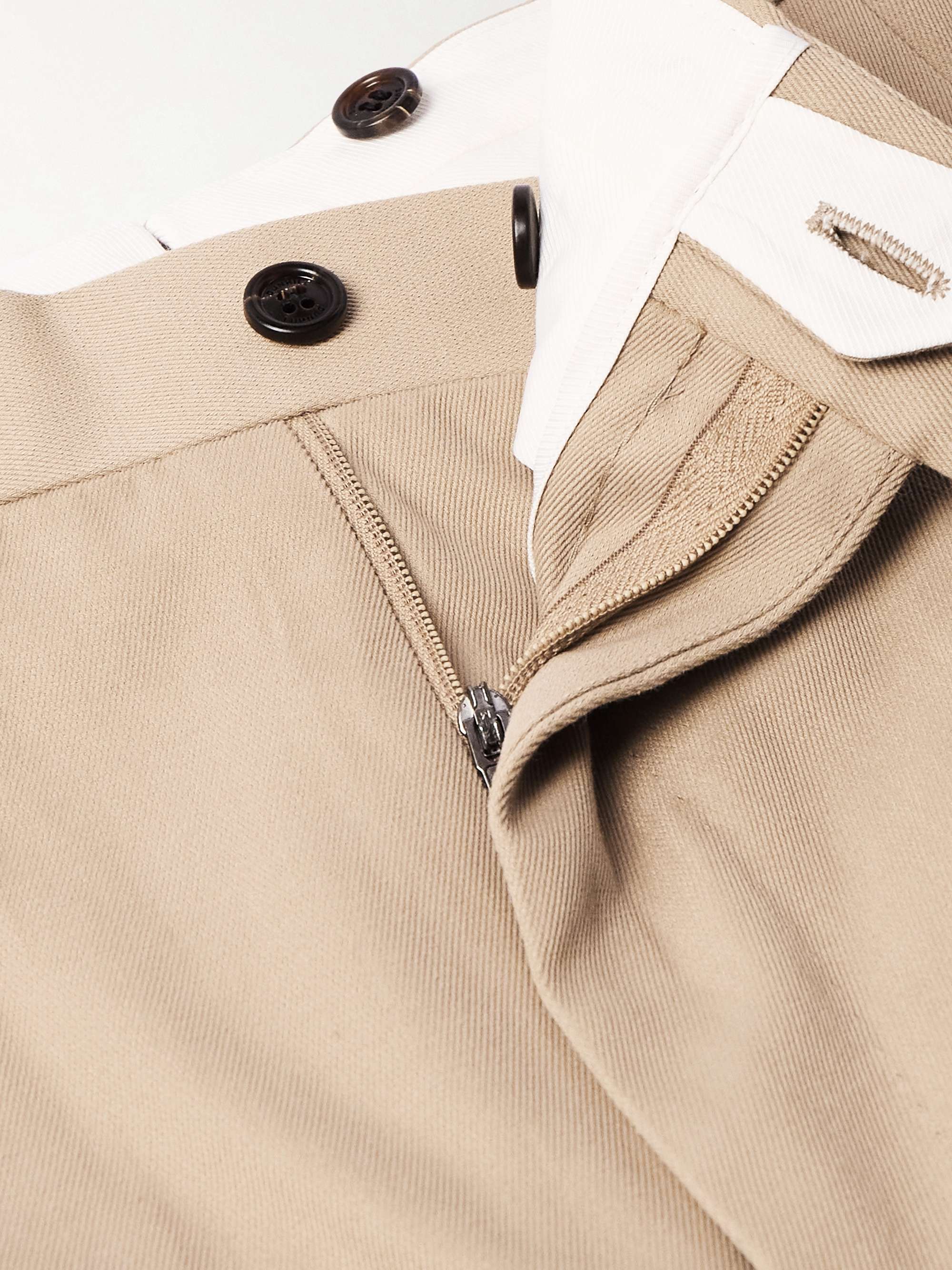 Straight-Leg Pleated Cotton and Cashmere-Blend Twill Suit Trousers view