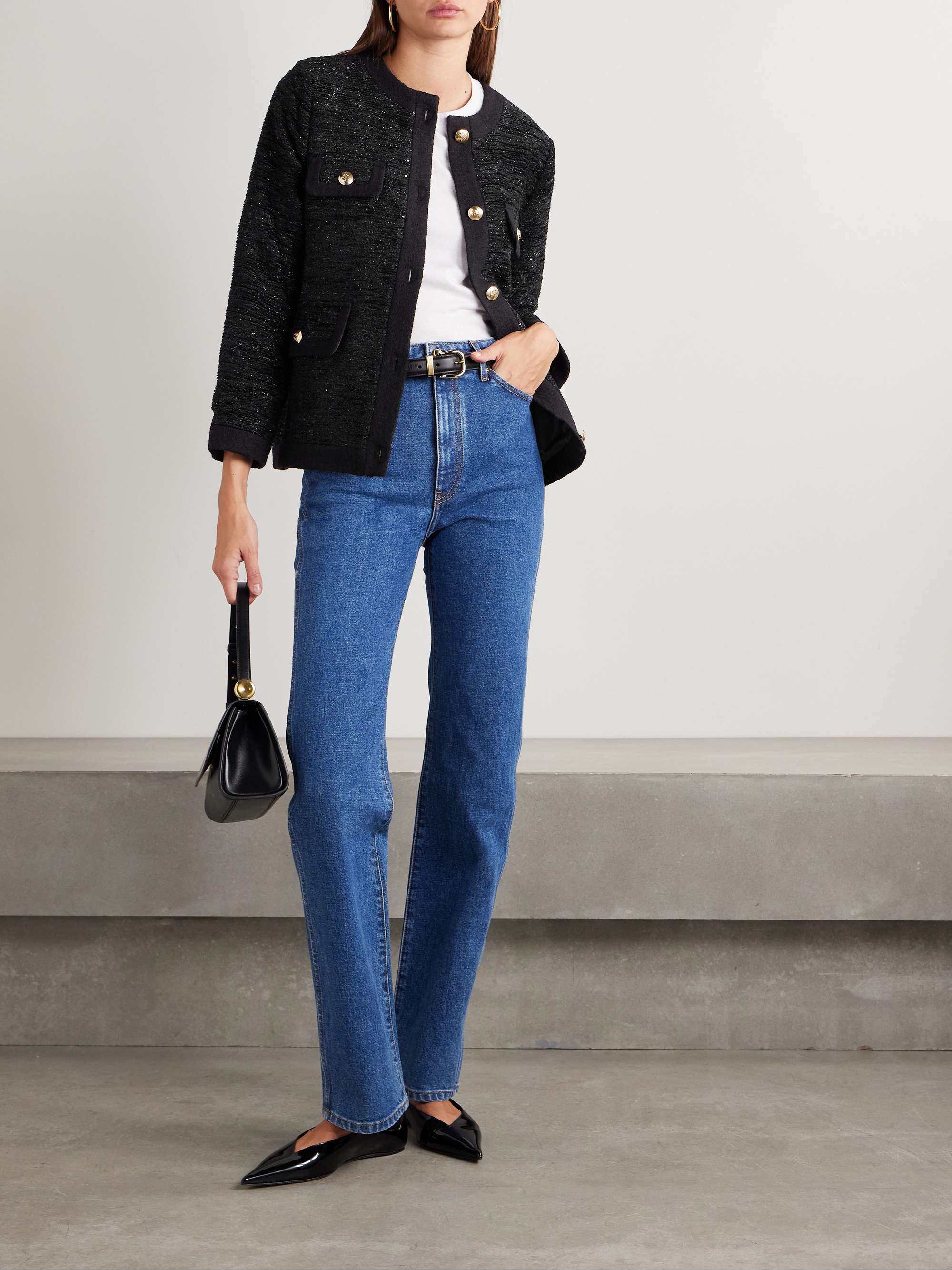 Lydia sequin-embellished metallic tweed blazer view