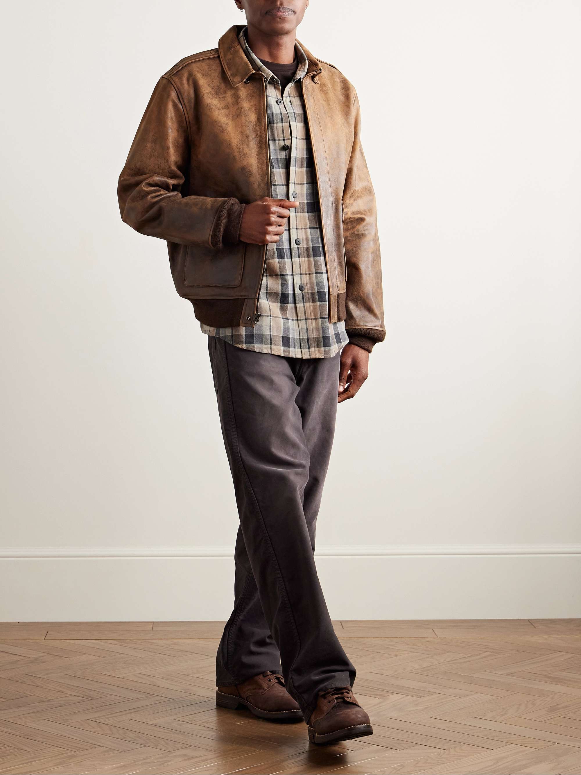 Checked Wool and Linen-Blend Shirt view