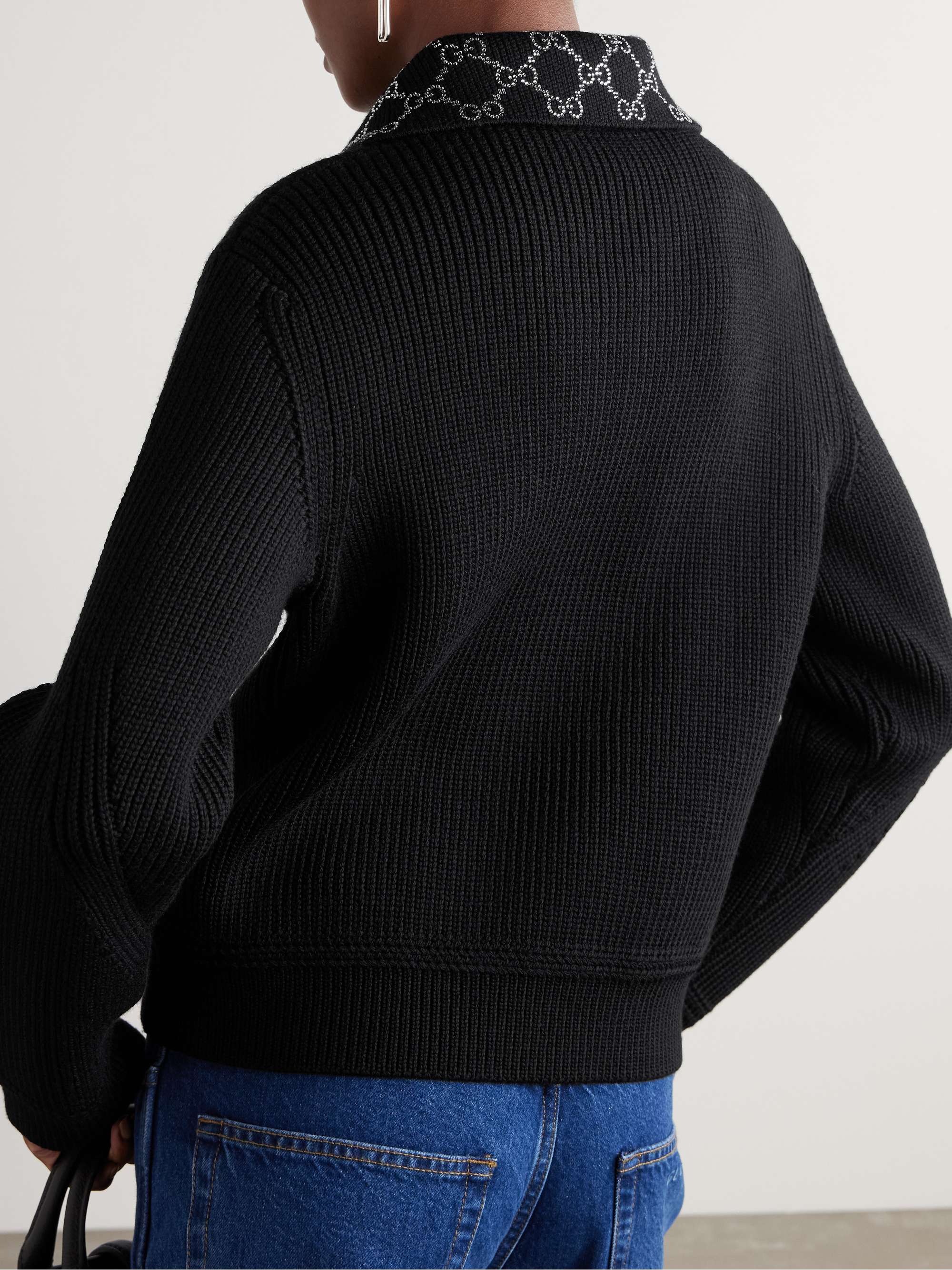 Crystal-embellished ribbed wool sweater view