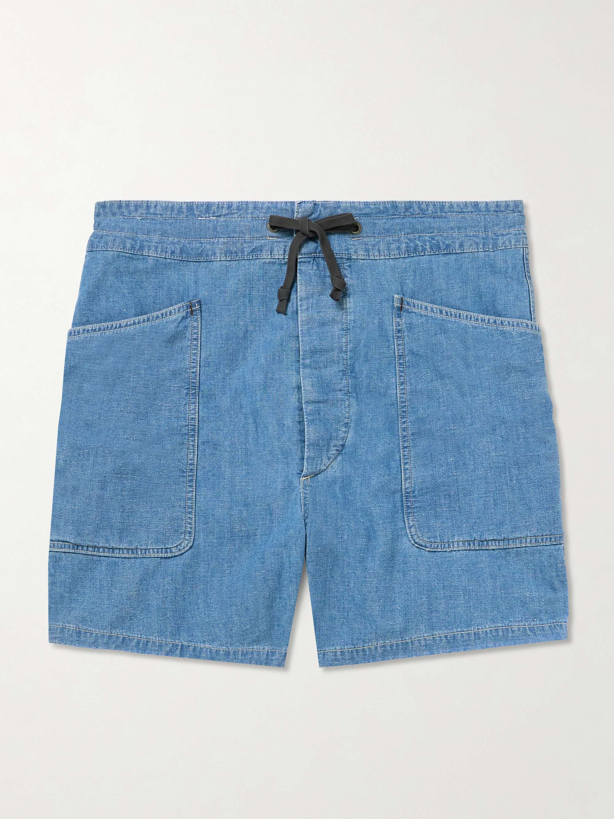 Caldwell Straight-Leg Cotton and Linen-Blend Chambray Shorts view