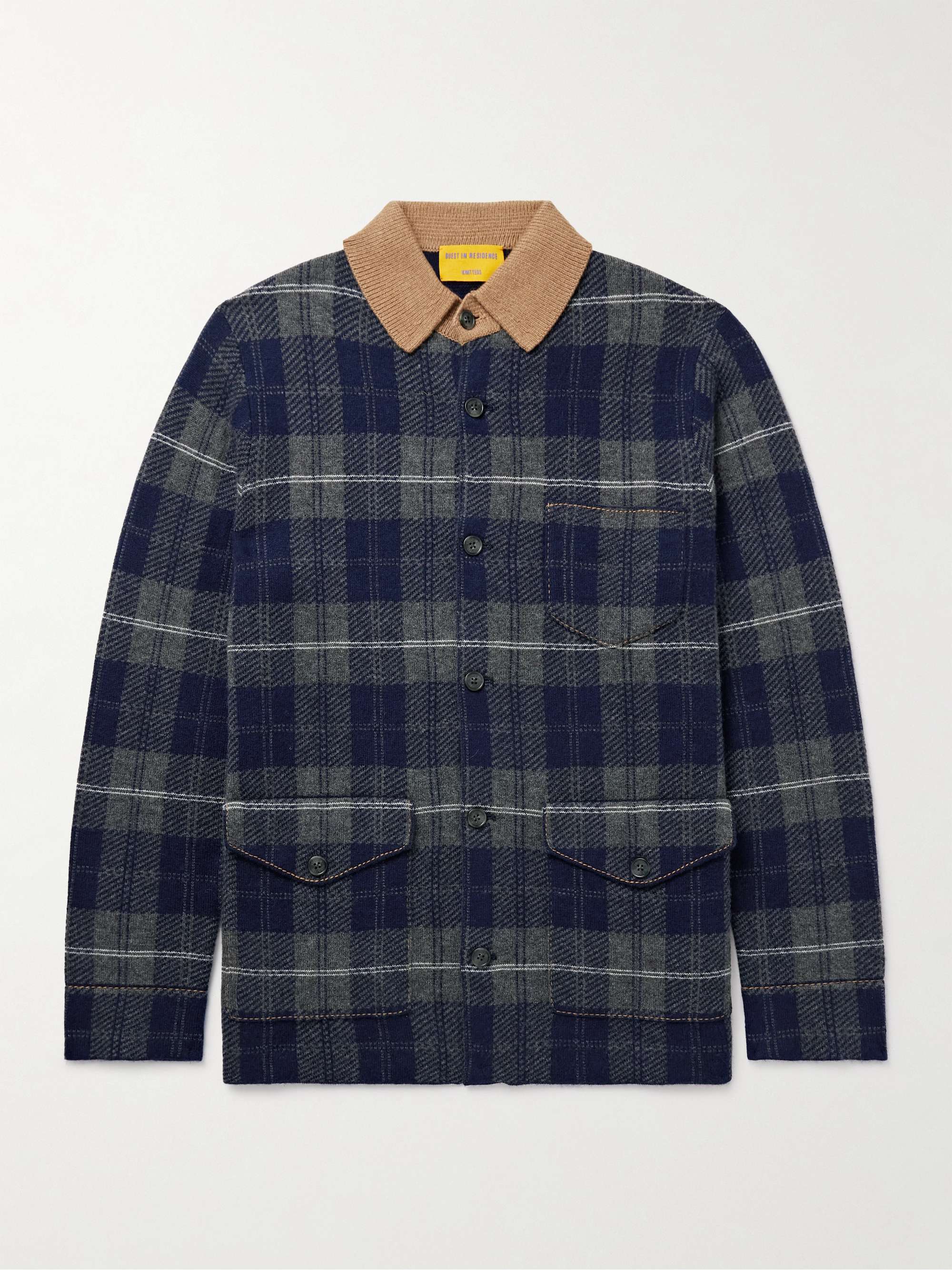 Checked Wool and Cashmere-Blend Overshirt view