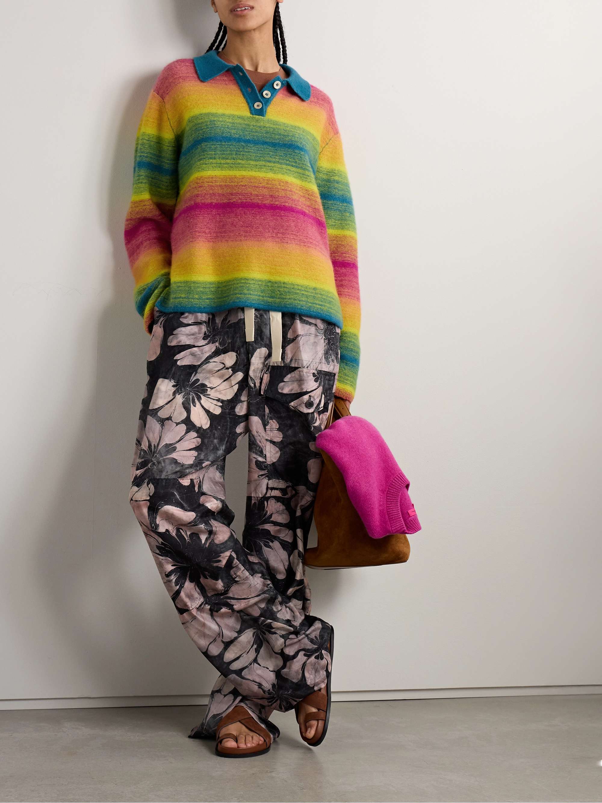 Blurry Stripe oversized cashmere and cotton-blend sweater view
