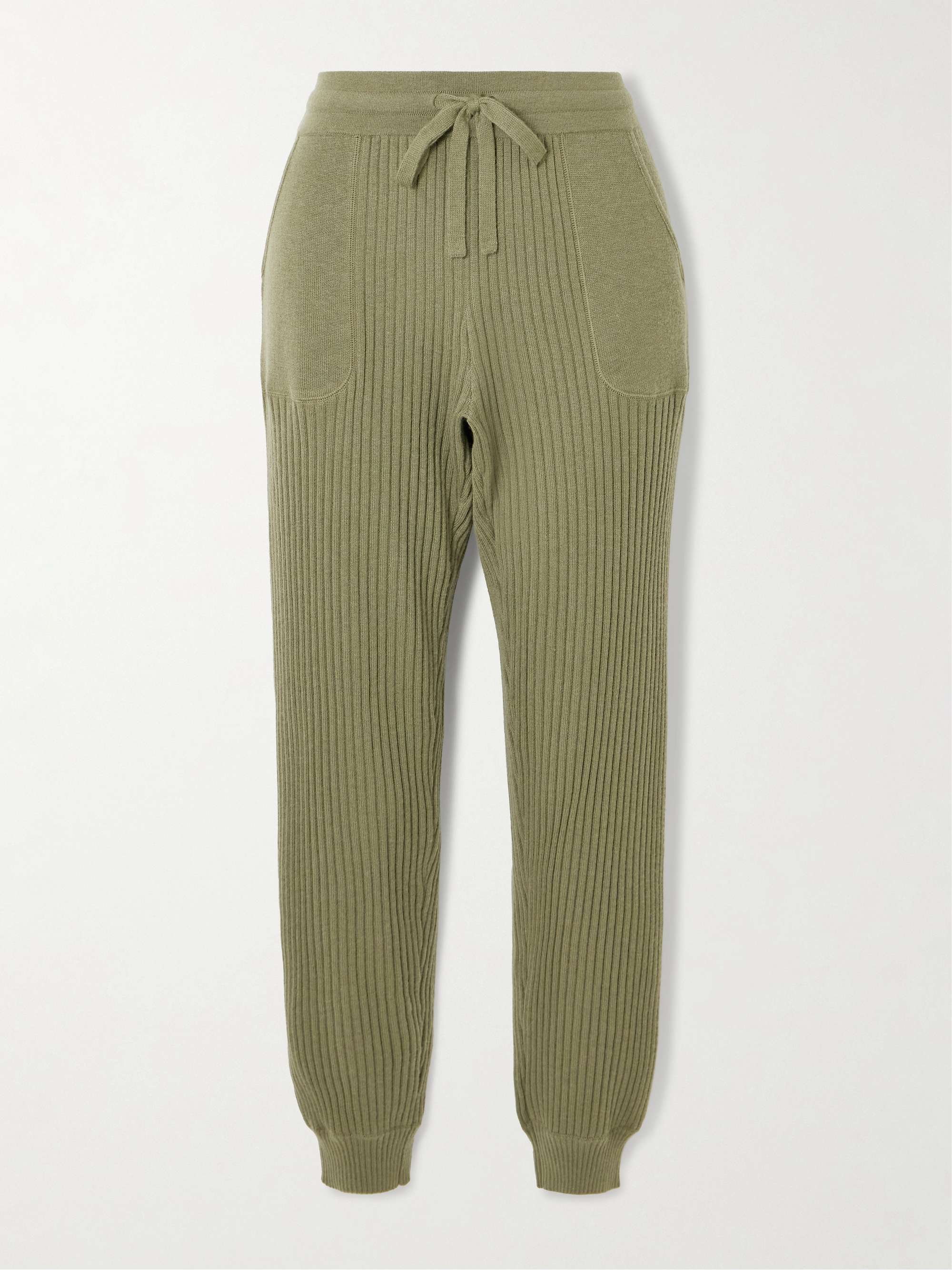Moelleux wool and cashmere-blend tapered track pants view