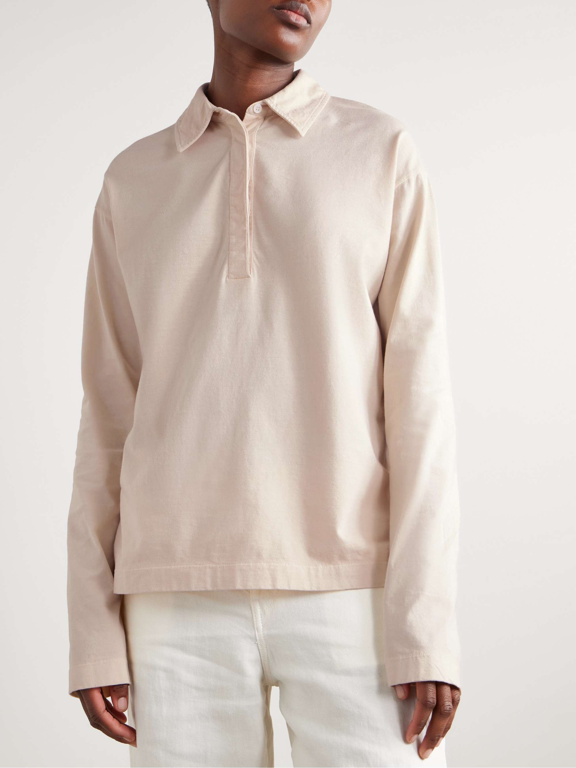 Roddie brushed cotton-jersey polo shirt view