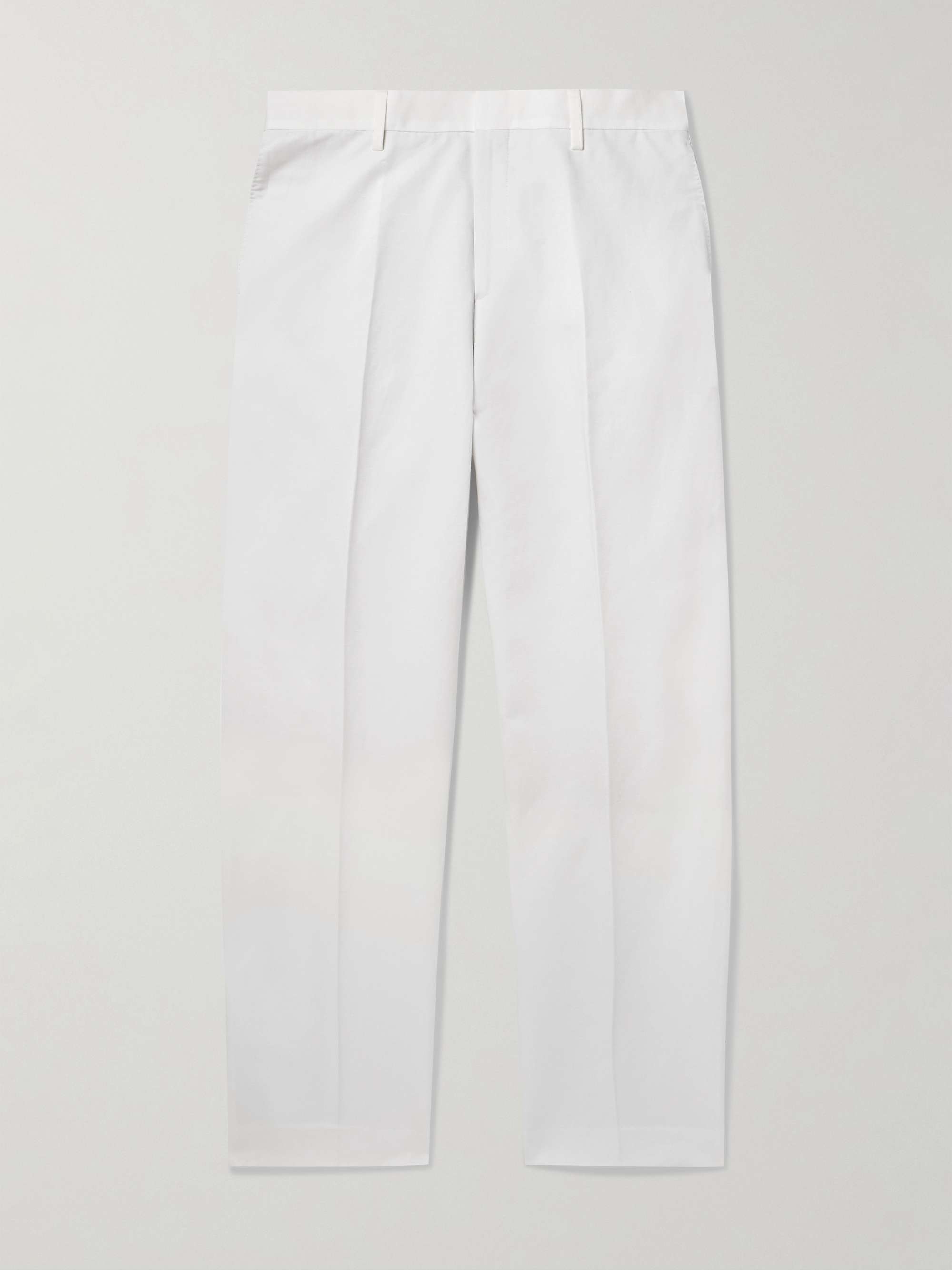Straight-Leg Cotton and Linen-Blend Trousers view