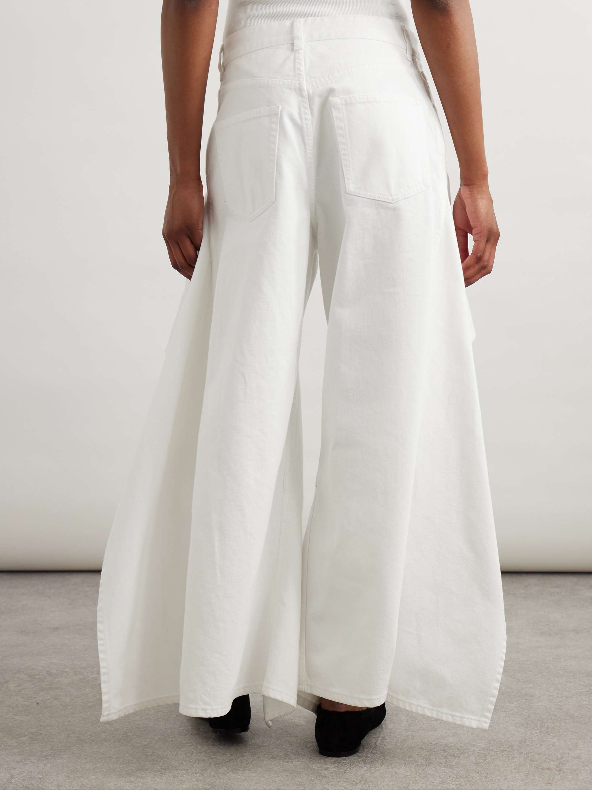 Ruffled mid-rise wide-leg jeans view