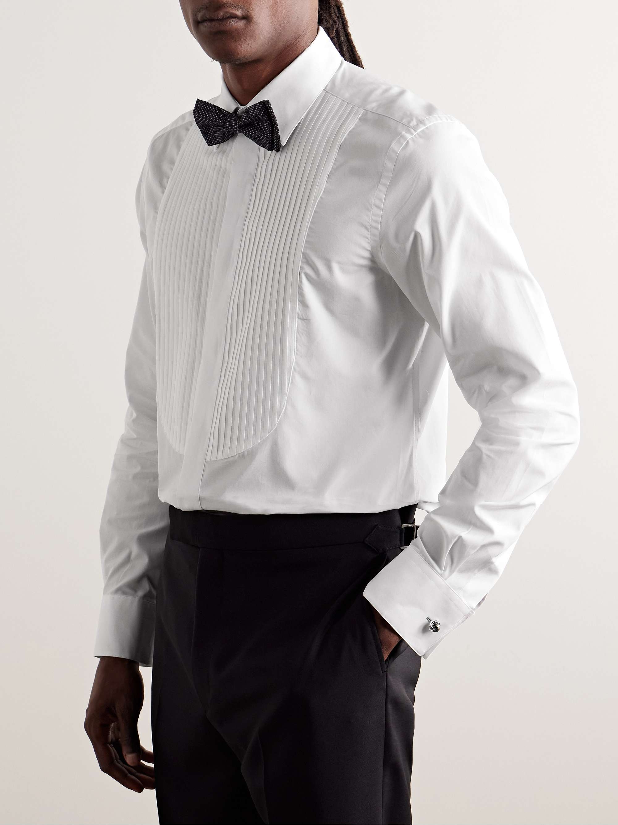 Bib-Front Double-Cuff Cotton-Poplin Tuxedo Shirt view