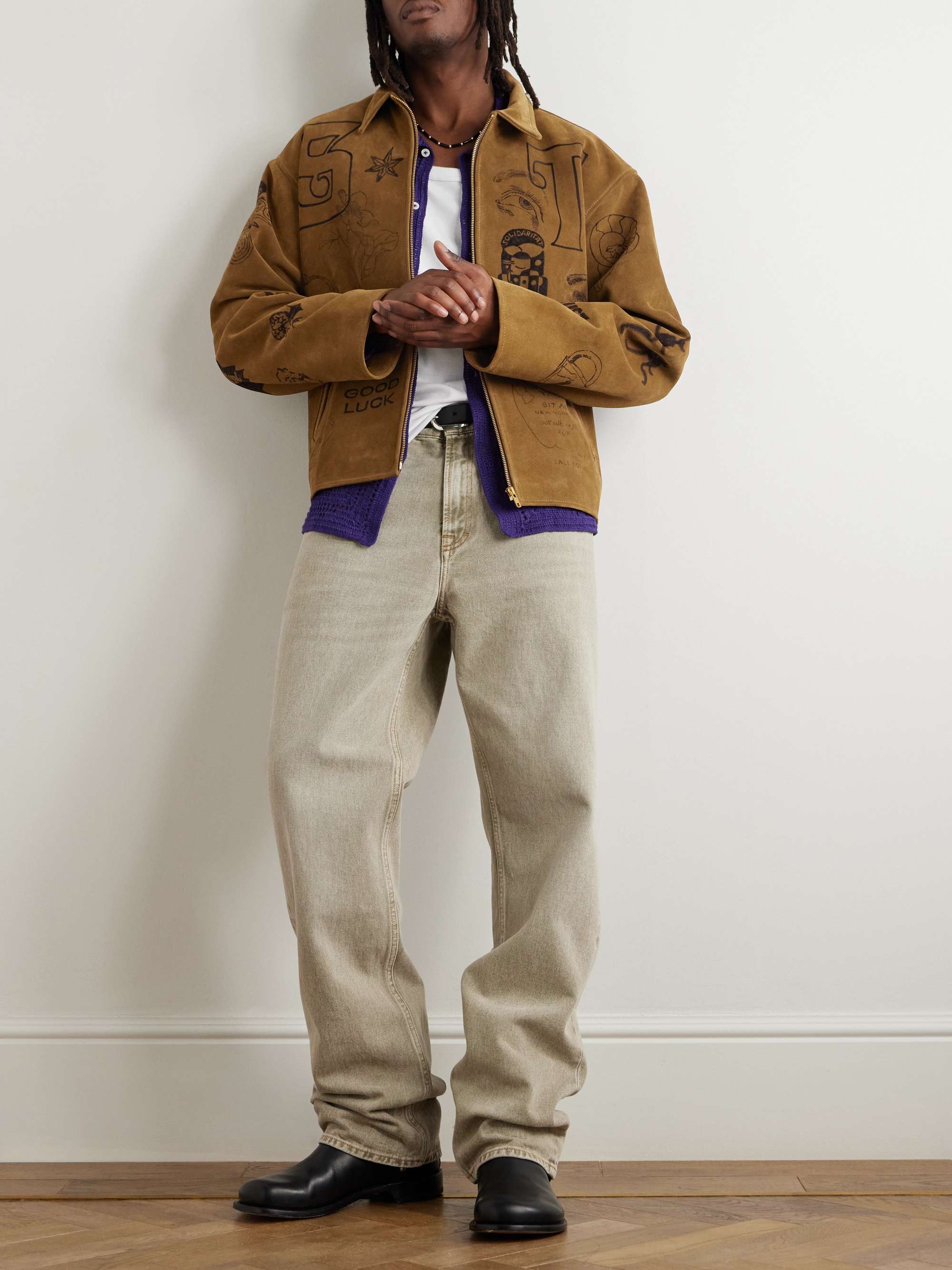 Printed Suede Blouson Jacket view