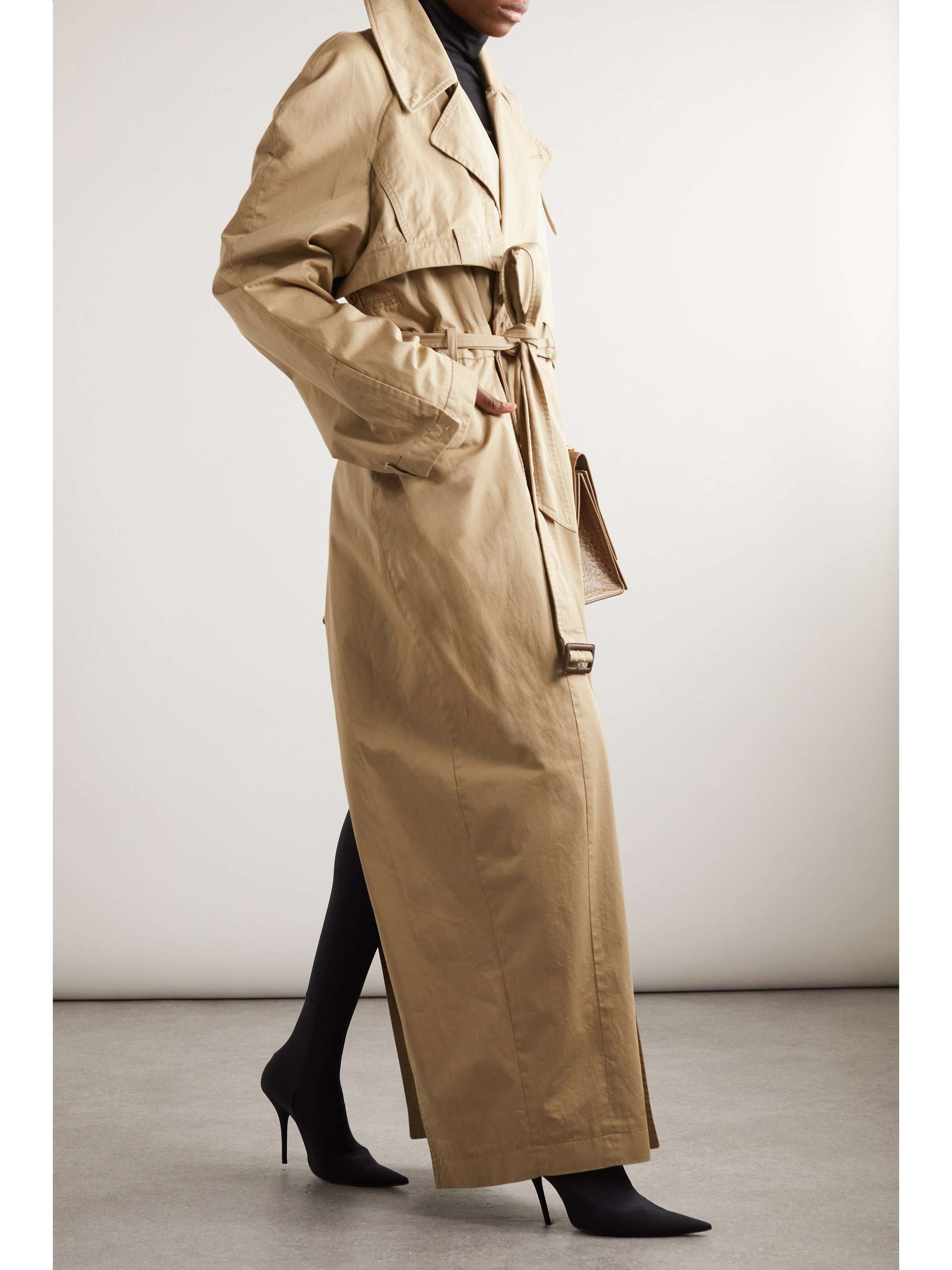 Oversized asymmetric cotton-twill trench coat view