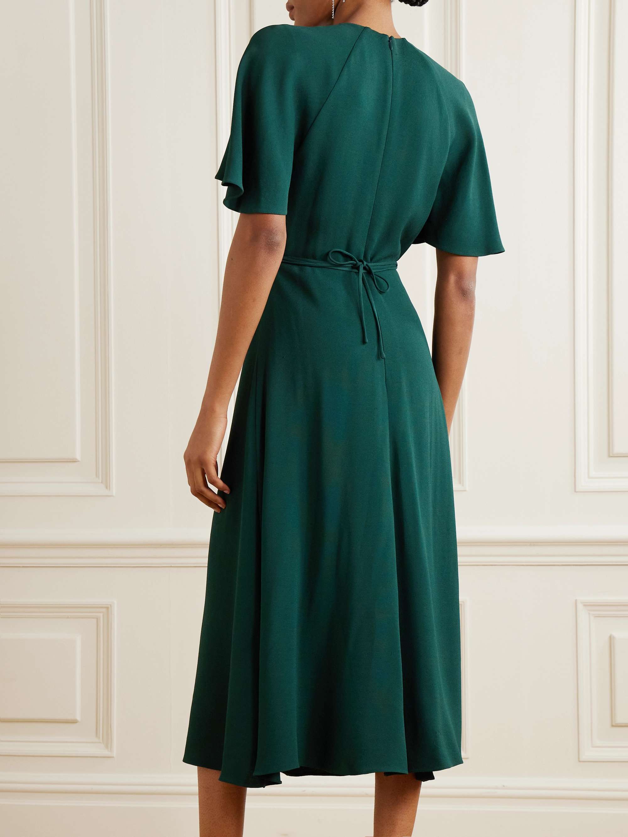 Tie-detailed embellished crepe midi dress view