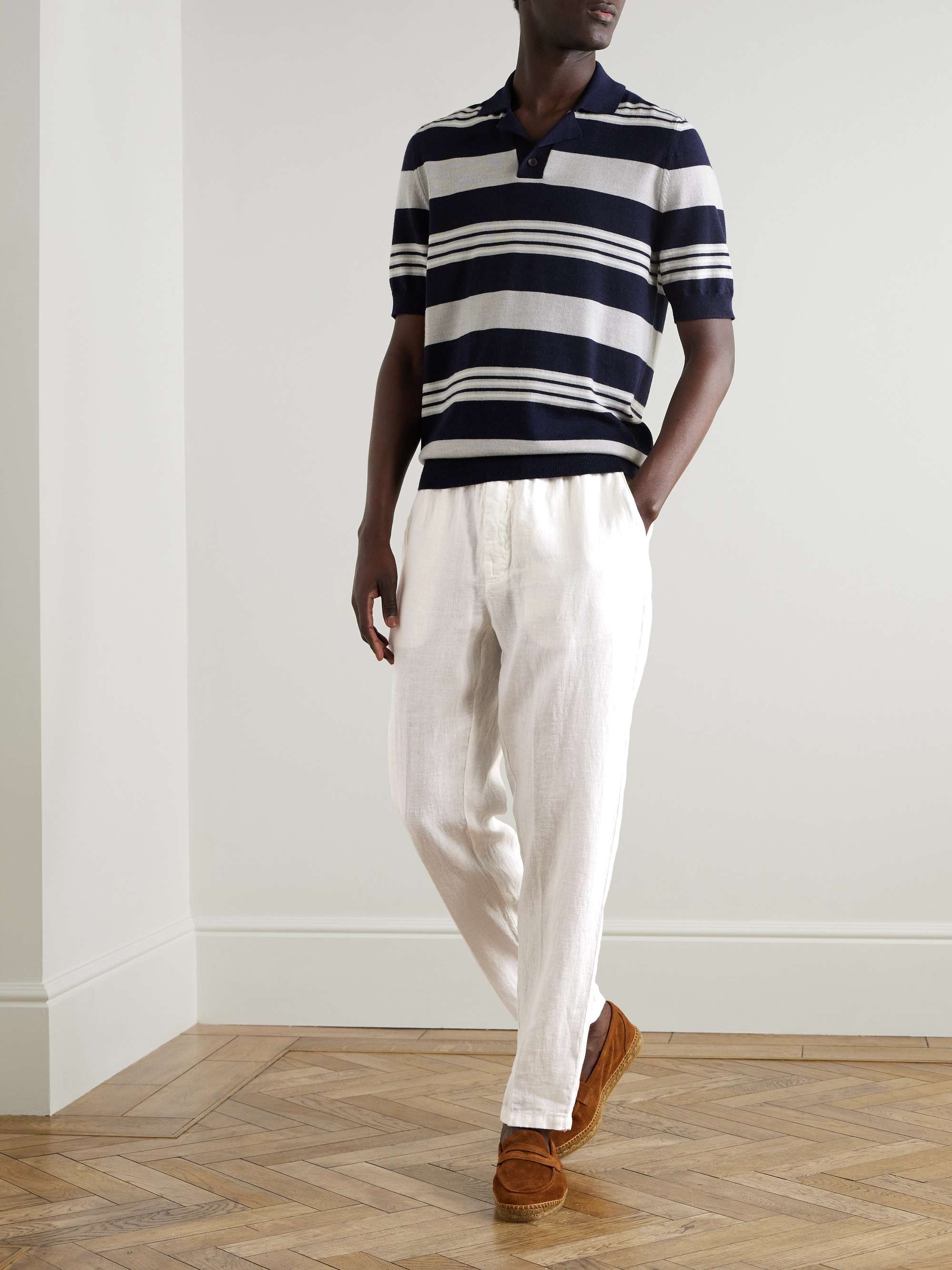 Aaron Straight-Leg Linen Drawstring Trousers view