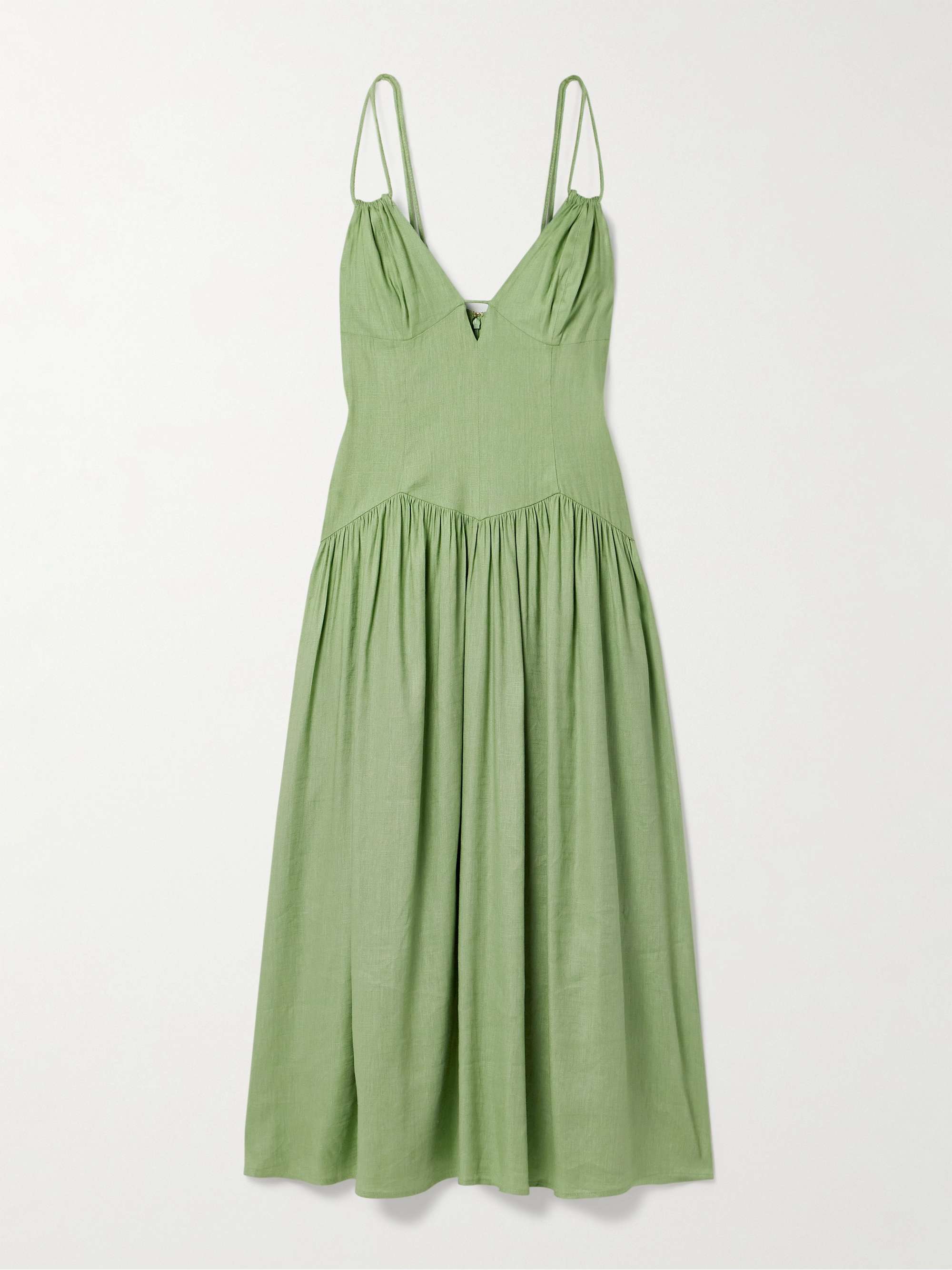 Darcey gathered linen-blend midi dress view
